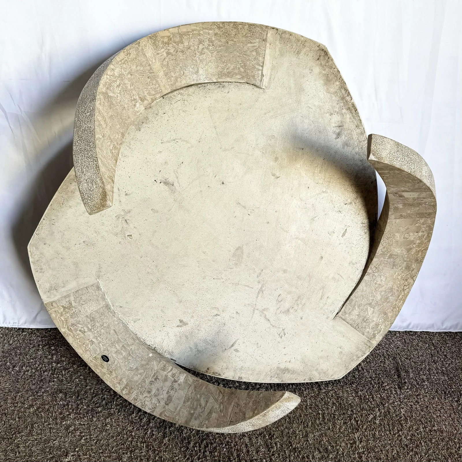 Postmodern Maitland Smith Style Sculpted Circular Polished Tessellated Stone Coffee Table - 7
