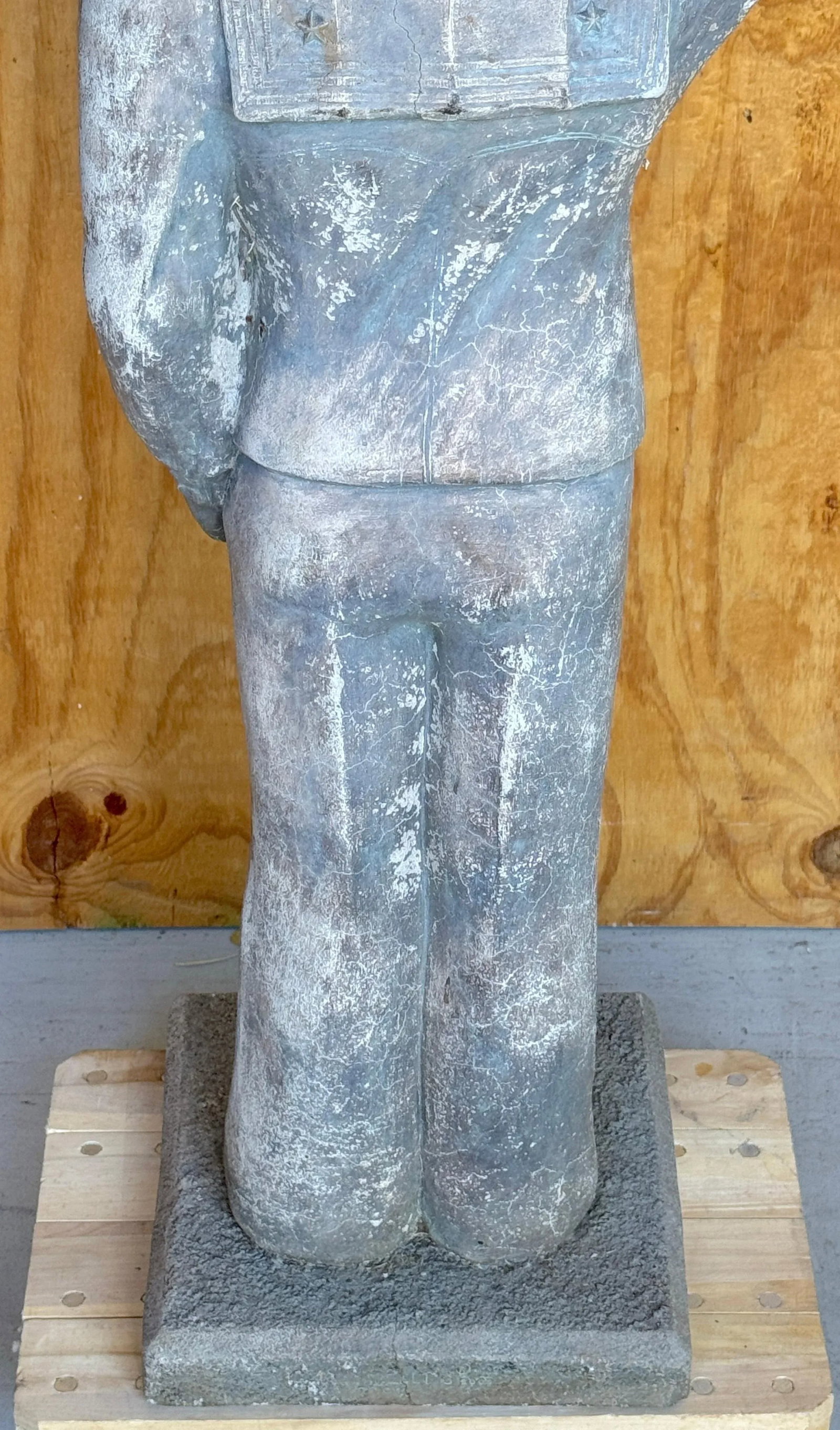 WPA Style Cast Stone Garden Flag Bearer Statue of a Handsome Navy Sailor - 11