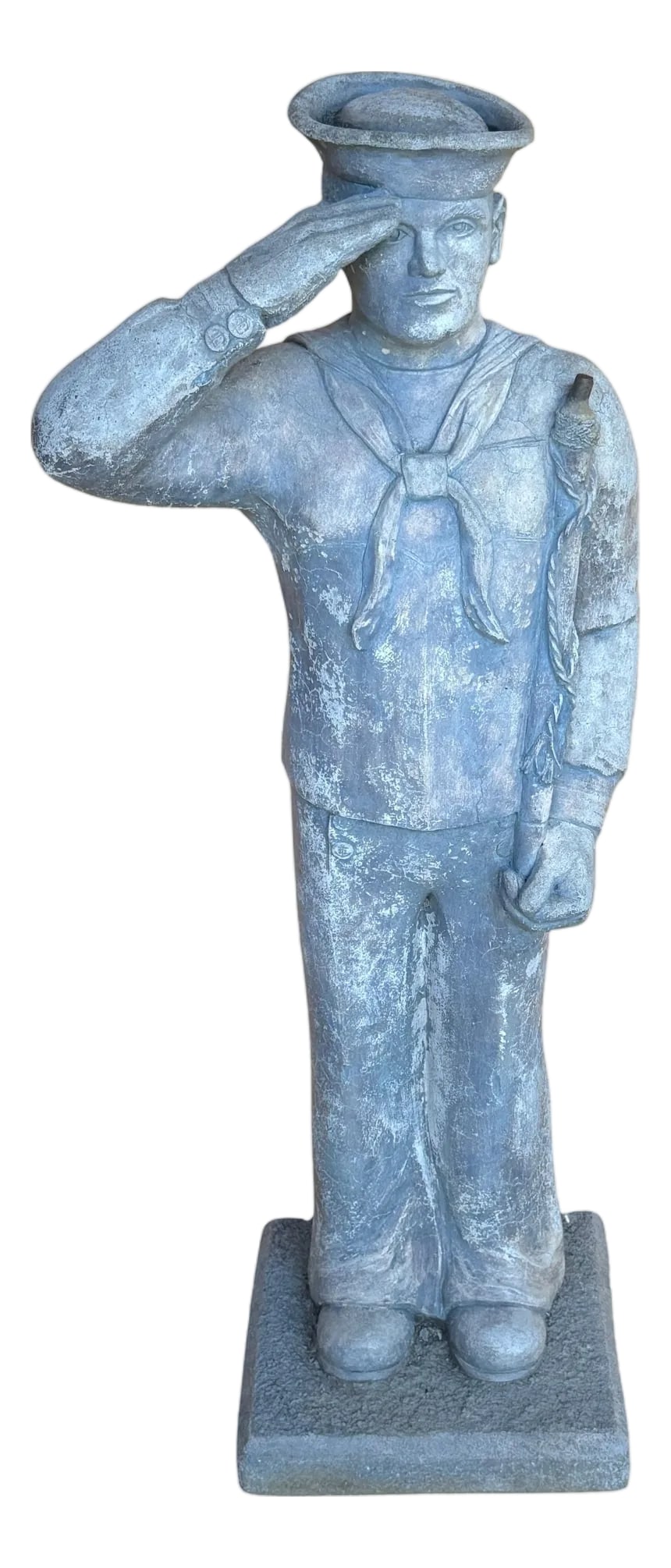 WPA Style Cast Stone Garden Flag Bearer Statue of a Handsome Navy Sailor (1 of 11)