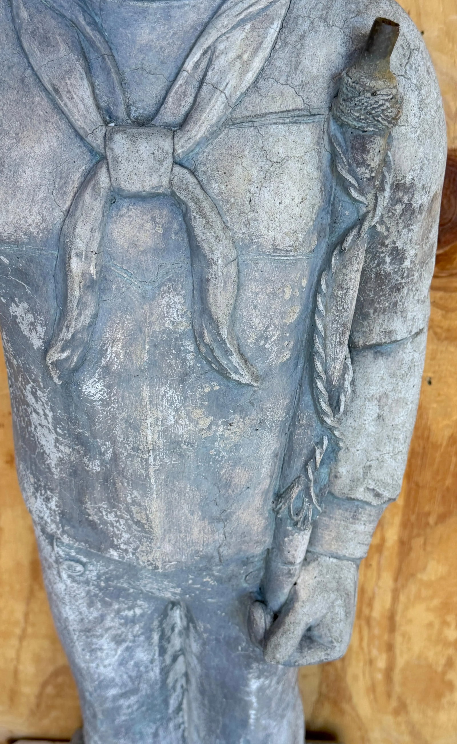 WPA Style Cast Stone Garden Flag Bearer Statue of a Handsome Navy Sailor - 6