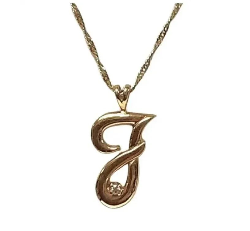 14k Gold "J" Initial Pendant Necklace With Diamond Accent - 3