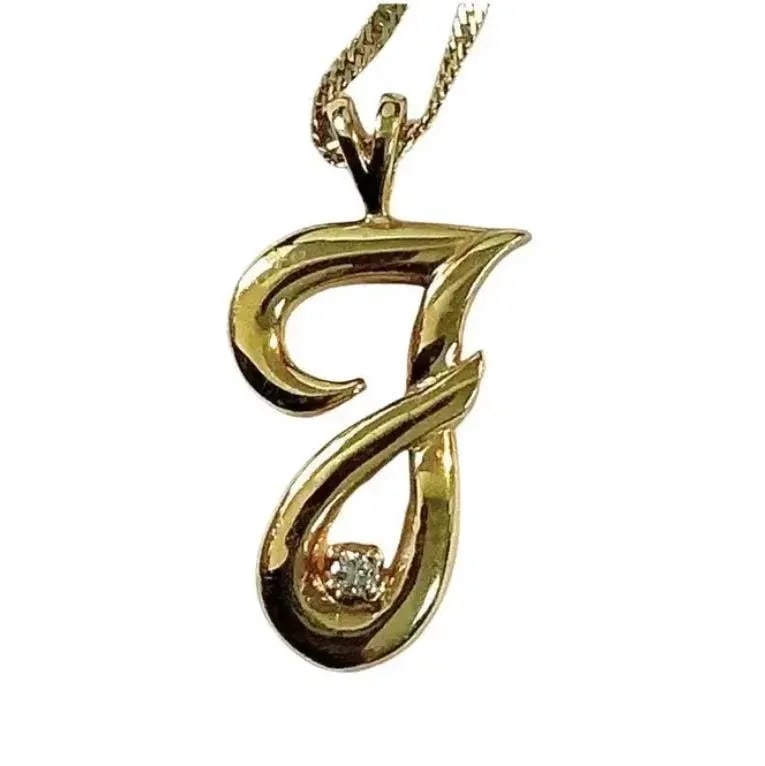 14k Gold "J" Initial Pendant Necklace With Diamond Accent - 6