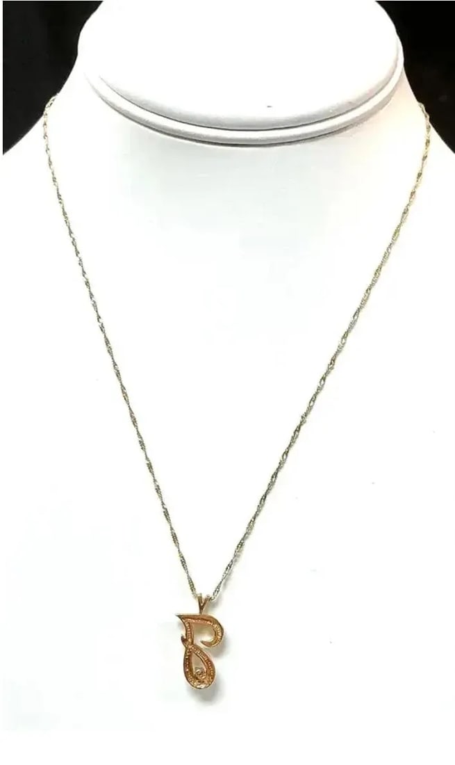 14k Gold "J" Initial Pendant Necklace With Diamond Accent - 7