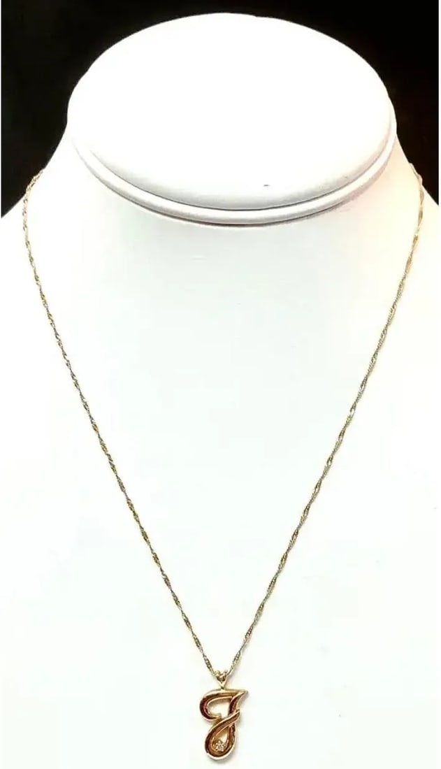 14k Gold "J" Initial Pendant Necklace With Diamond Accent - 8