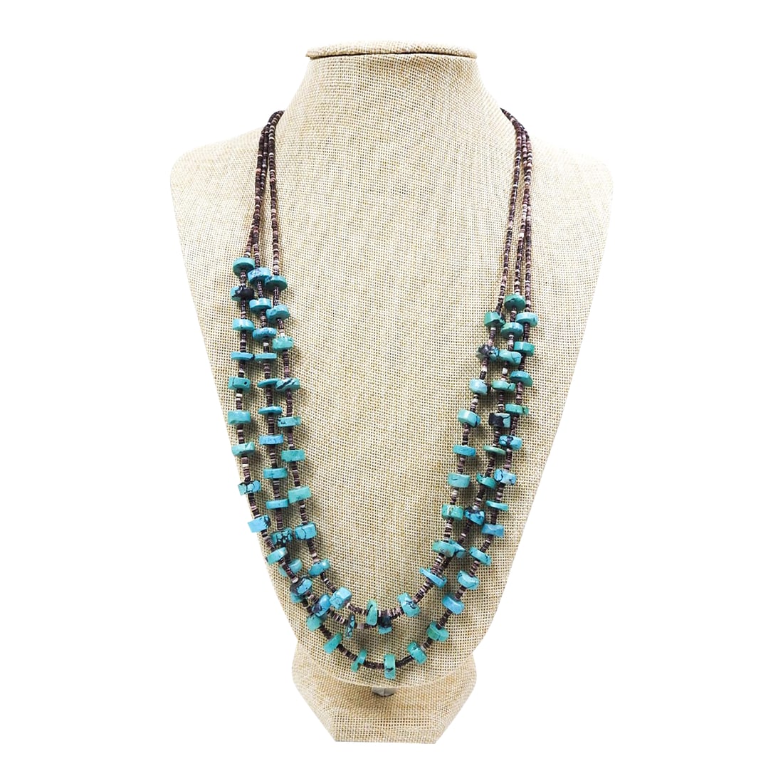 Late 20th Century Turquoise Shell Hieshi Beaded Multi Strand Necklace - 2