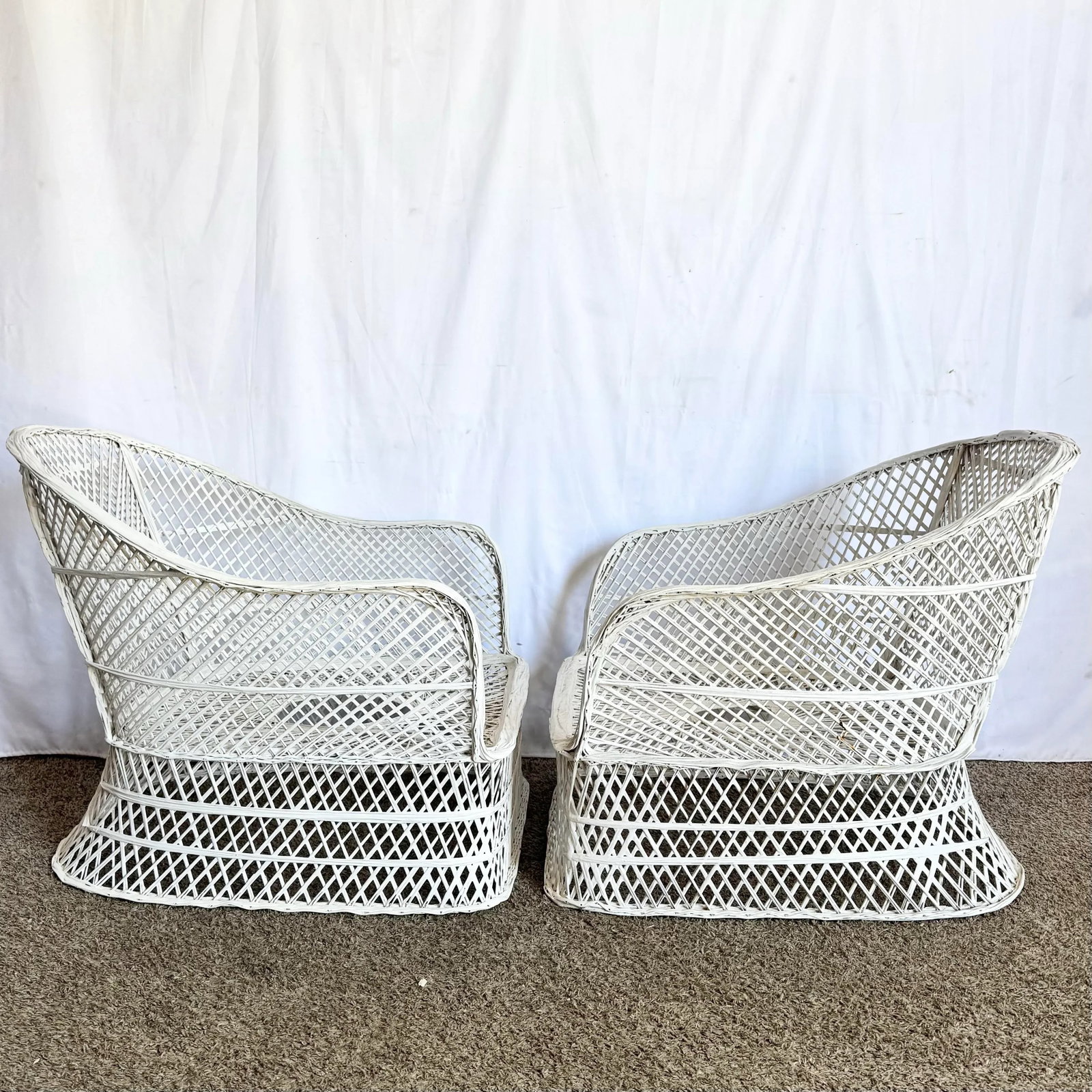 Mid Century Modern Spun Fiberglass Lounge Chairs With Ottomans - 4 Pieces - 7