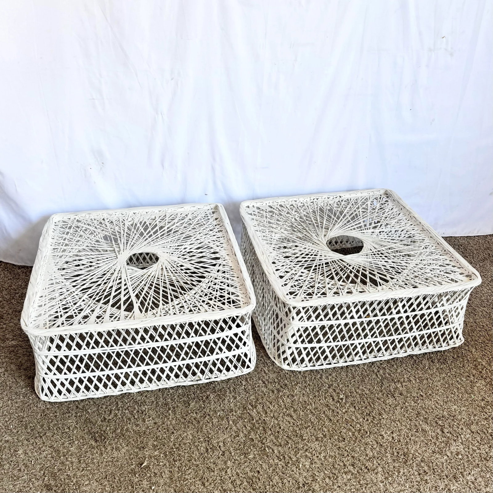 Mid Century Modern Spun Fiberglass Lounge Chairs With Ottomans - 4 Pieces - 8