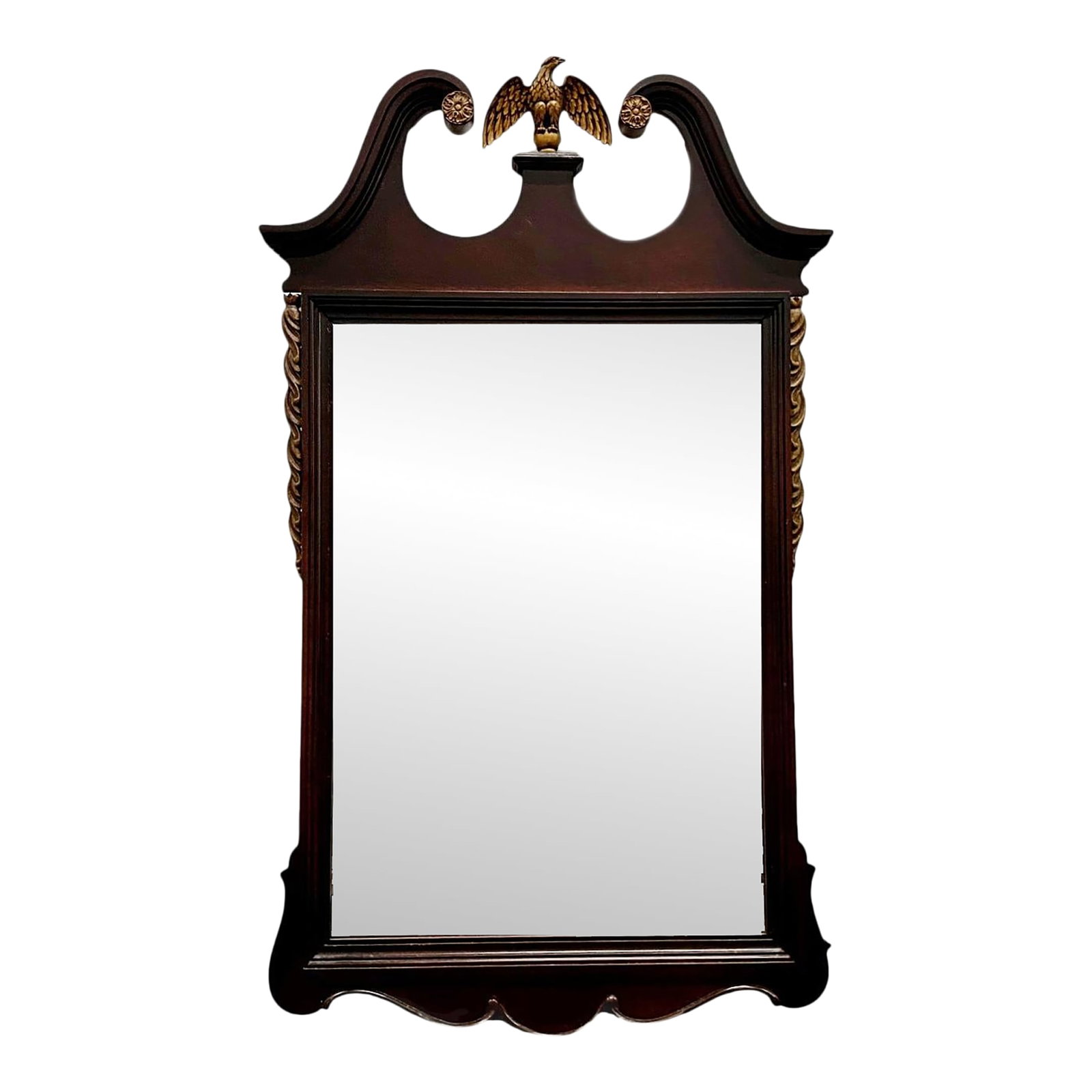 Mid-20th Century Chippendale Style Mahogany Gilt Scroll Ear Eagle Wall Mirror (1 of 5)