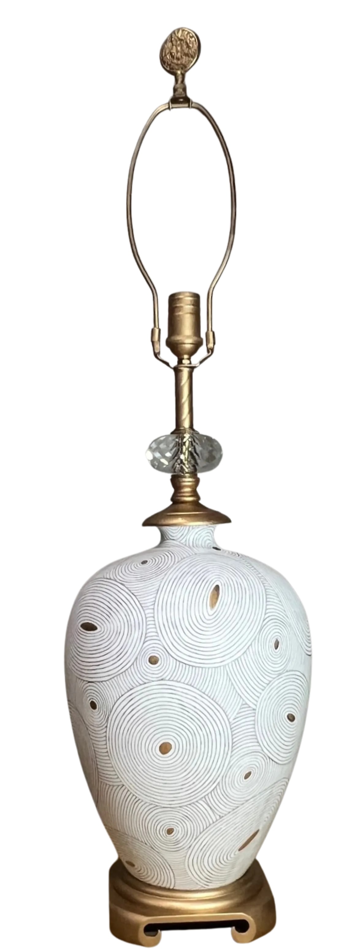 John Richard White Porcelain Abstract Nested Oval Gold Pattern Table Lamp - 12