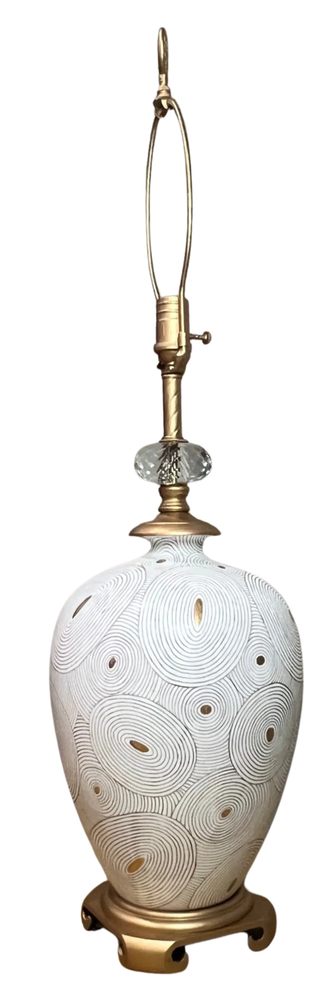 John Richard White Porcelain Abstract Nested Oval Gold Pattern Table Lamp - 8
