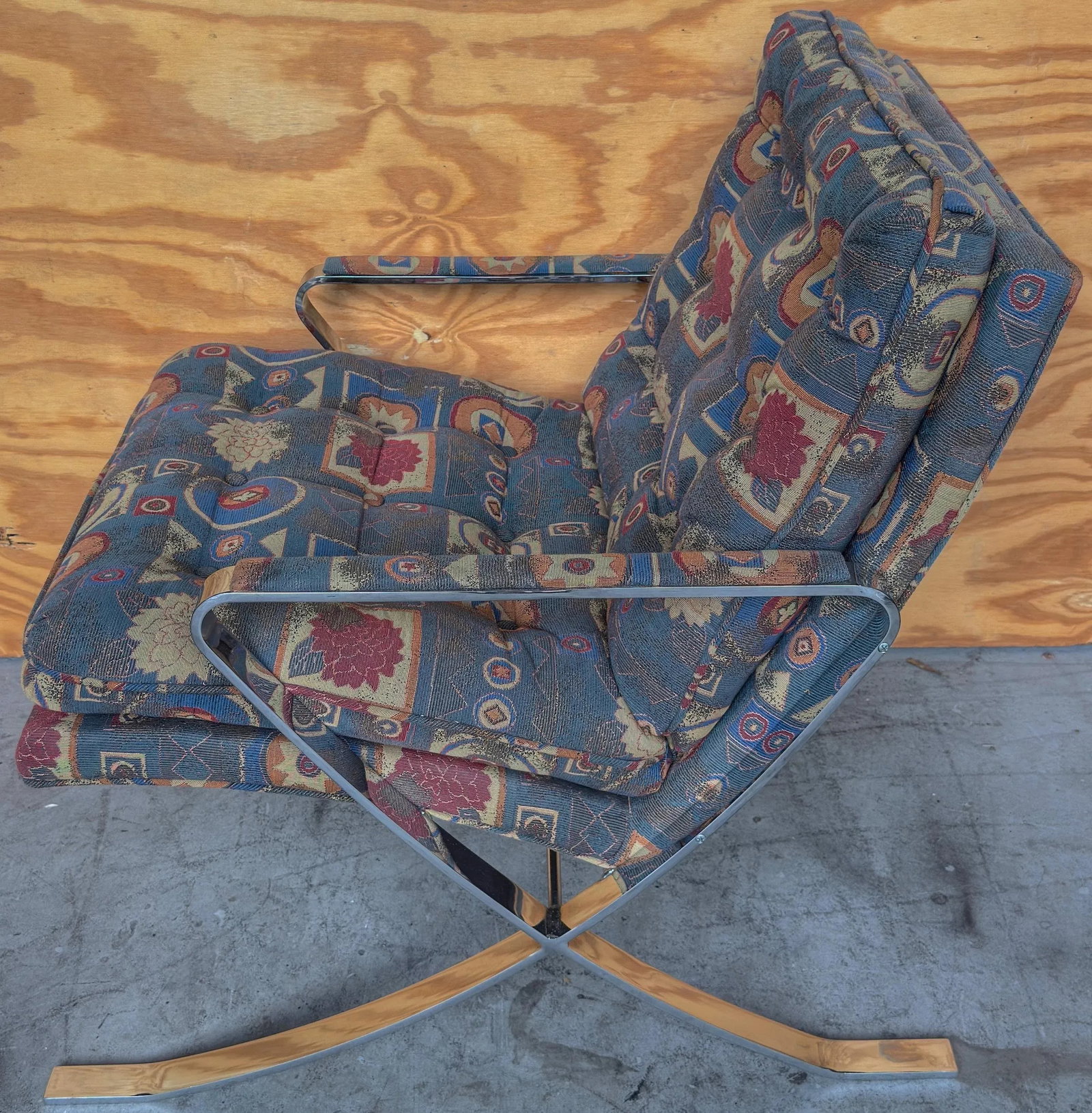 Pair of Mid-Century Modern Chrome X-Base Lounge Chairs, Bernhardt, Circa 1970s - 2