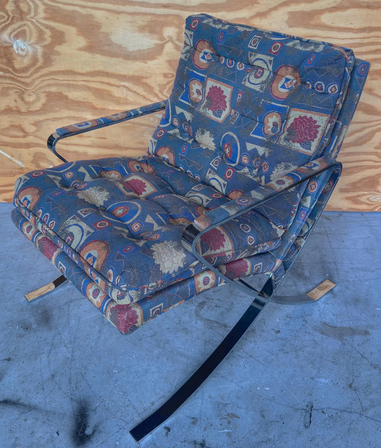 Pair of Mid-Century Modern Chrome X-Base Lounge Chairs, Bernhardt, Circa 1970s - 3