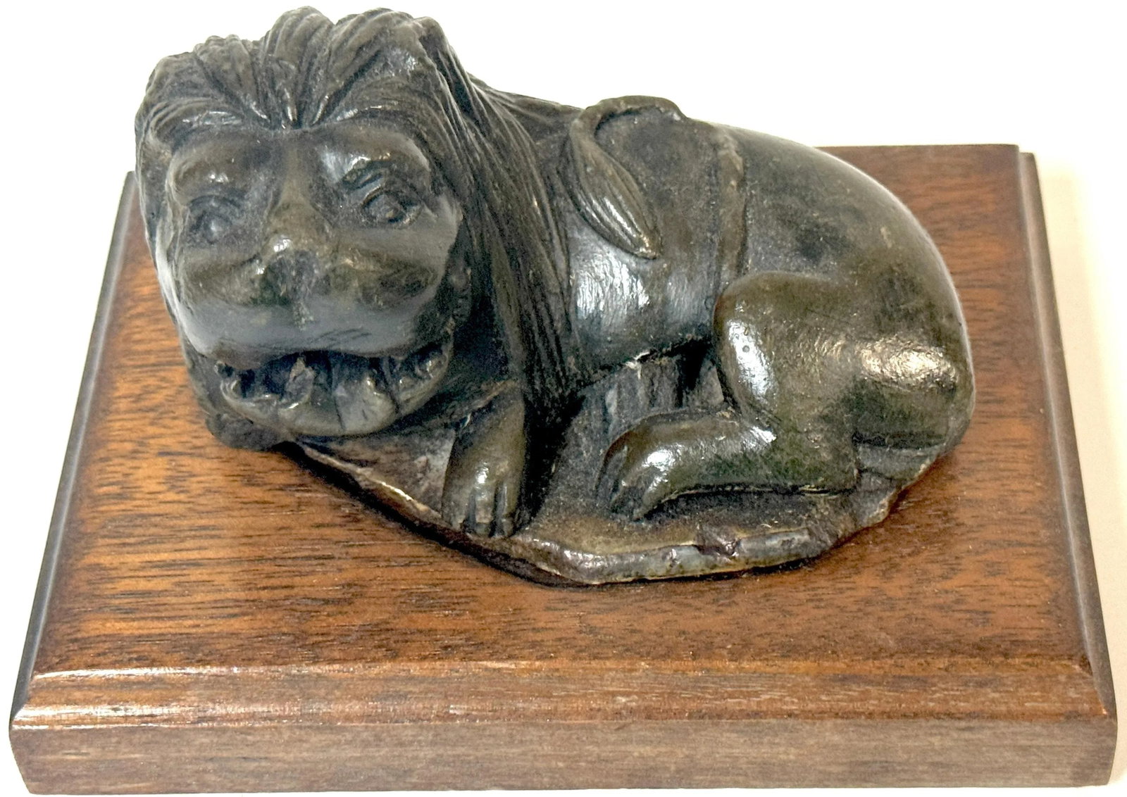 Pair 19th Century or Older Century Indian Carved Stone Lions on Custom Bases - 10