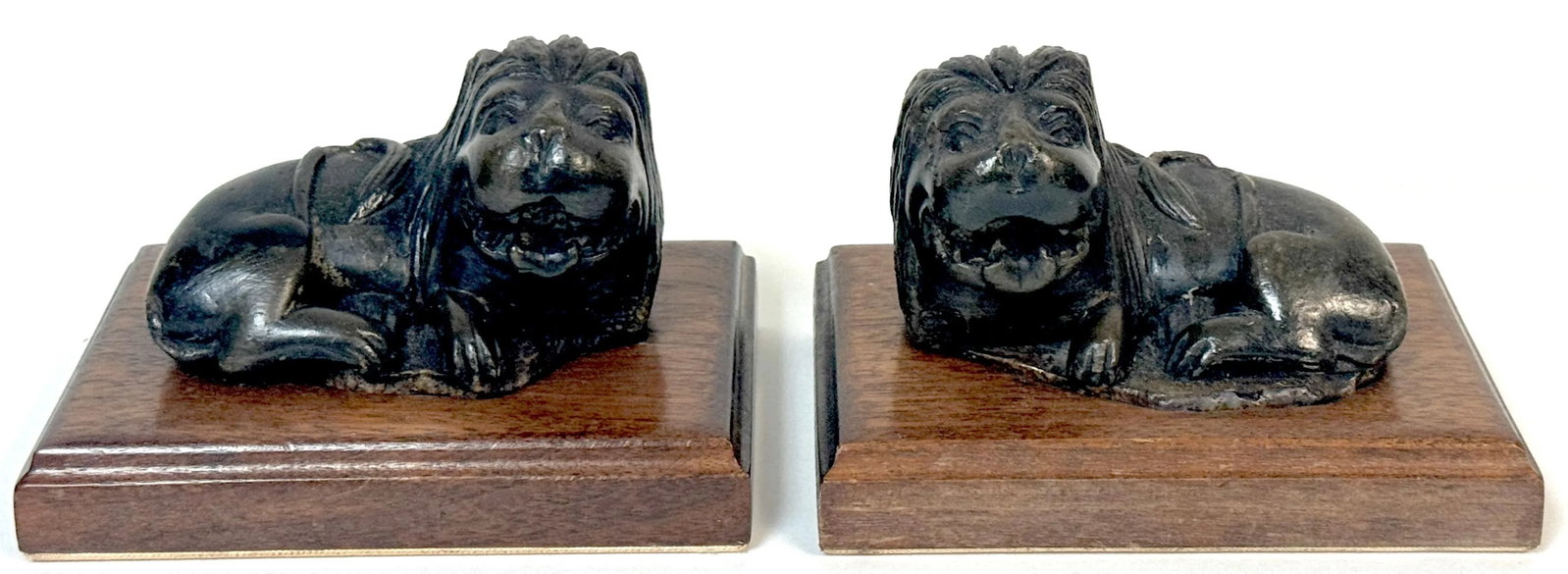 Pair 19th Century or Older Century Indian Carved Stone Lions on Custom Bases - 5