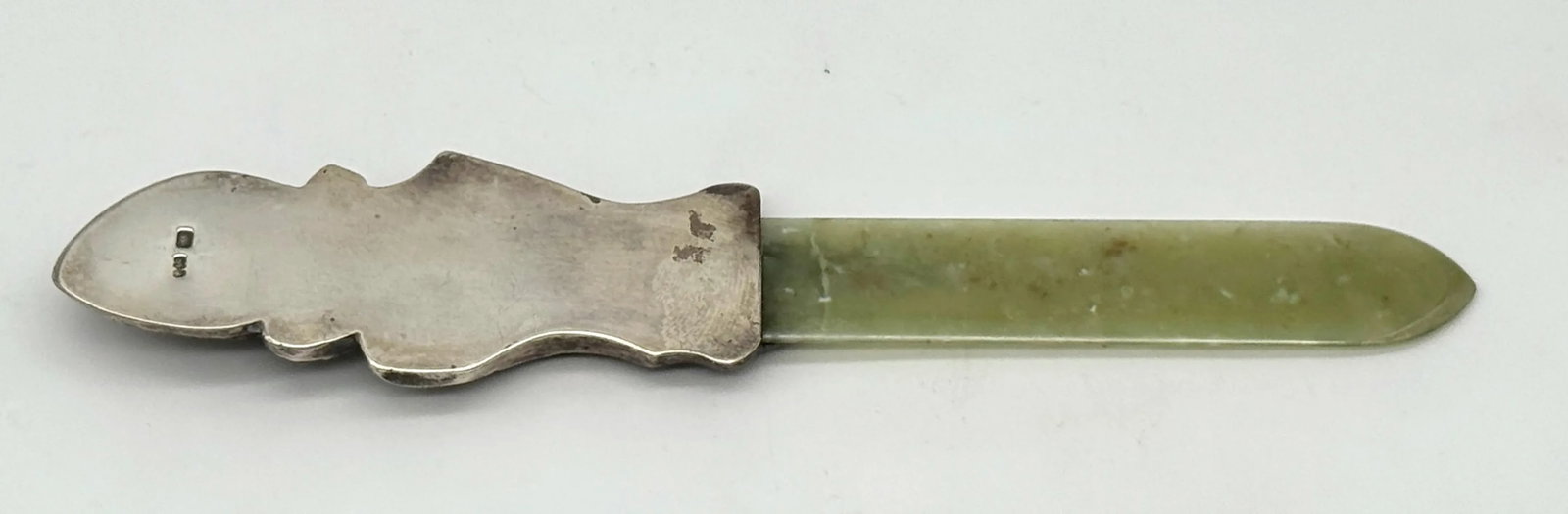 Imperial Russian Silver Kokoshnik Maiden & Nephrite Page Turner, Marked "BA" - 2