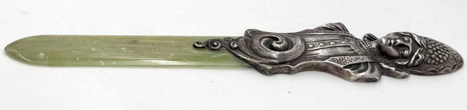 Imperial Russian Silver Kokoshnik Maiden & Nephrite Page Turner, Marked "BA" - 9