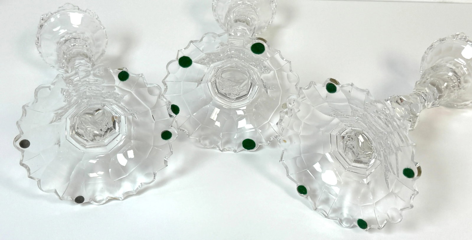 Rare Set of Four Georgian Irish Cut Glass Pagoda Candlesticks, Circa 1810 - 11