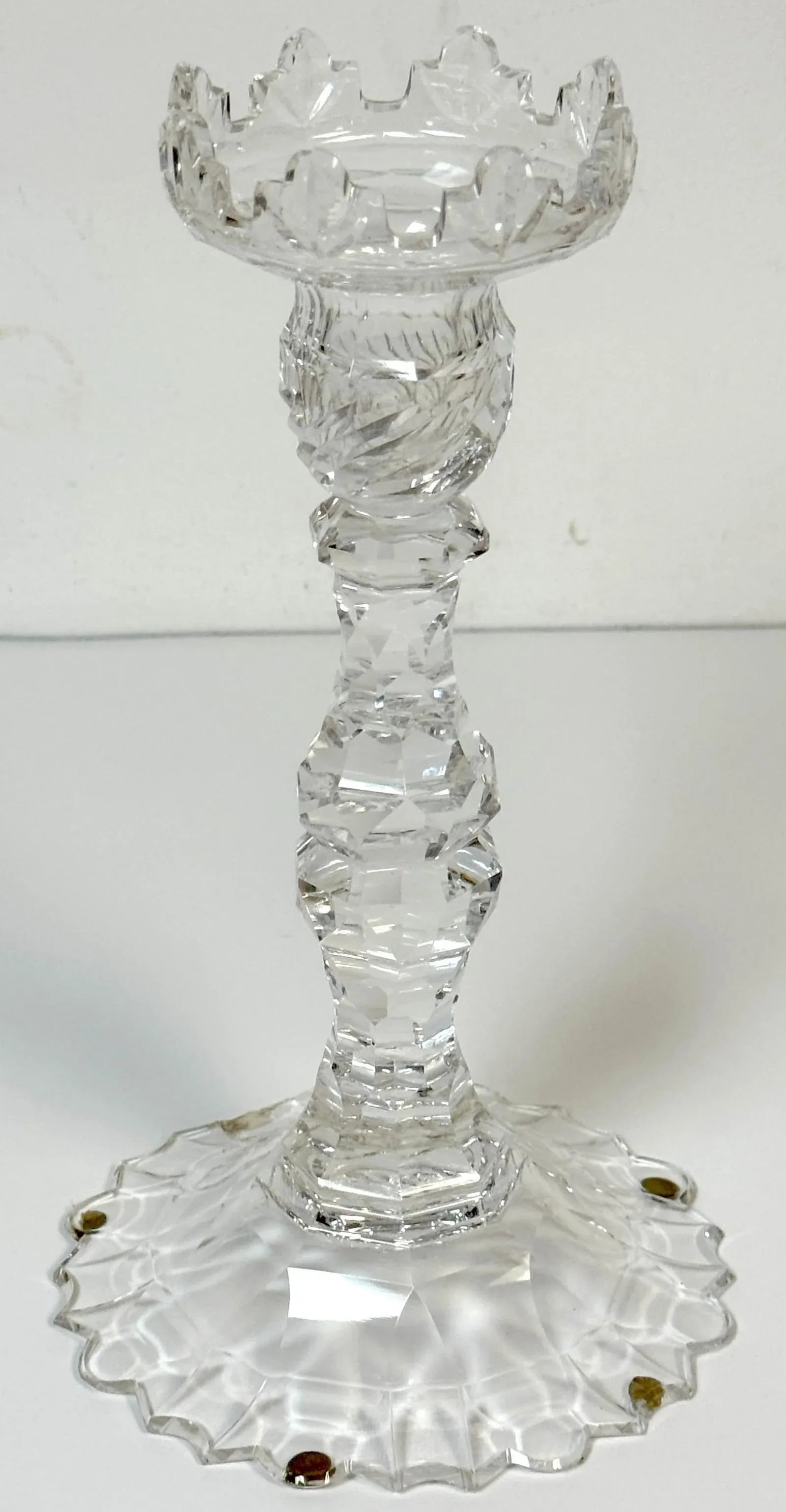 Rare Set of Four Georgian Irish Cut Glass Pagoda Candlesticks, Circa 1810 - 4