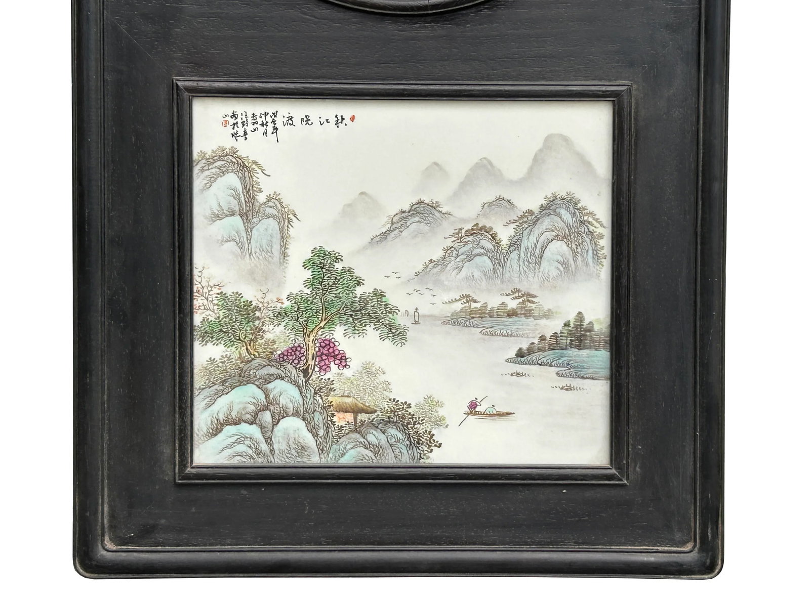 Chinese Mountain River Porcelain Painting Wall Panel 3 Pieces Set - 6