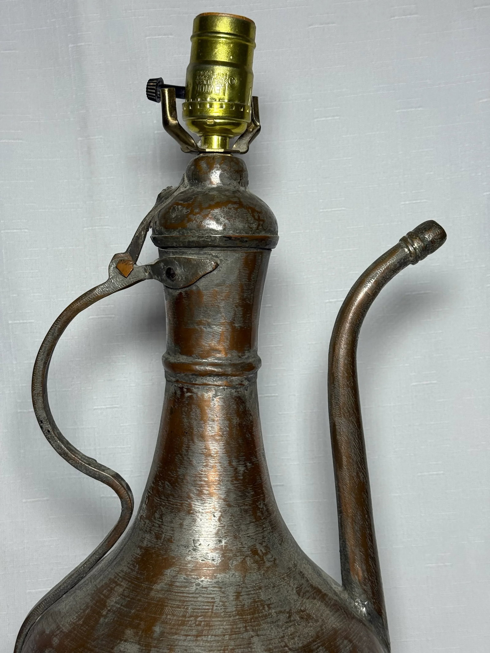 Antique Middle Eastern Copper Ewer Table Lamp - 19th Century Ottoman Craftsmanship - 3