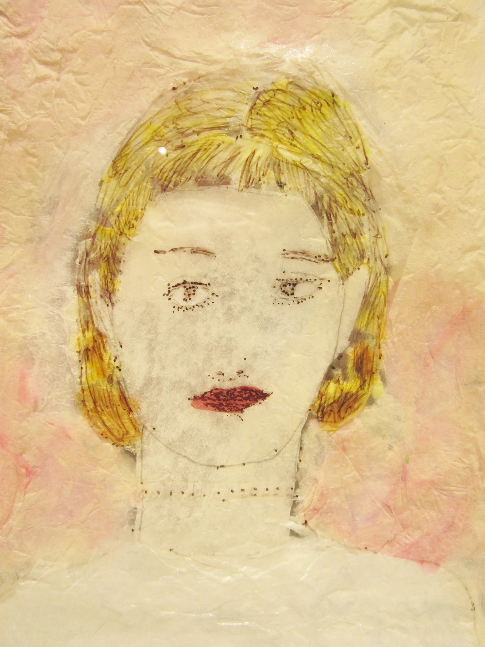 Rare Mixed Media Portrait Painting Attributed to Alexandra Grant and Signed - 7