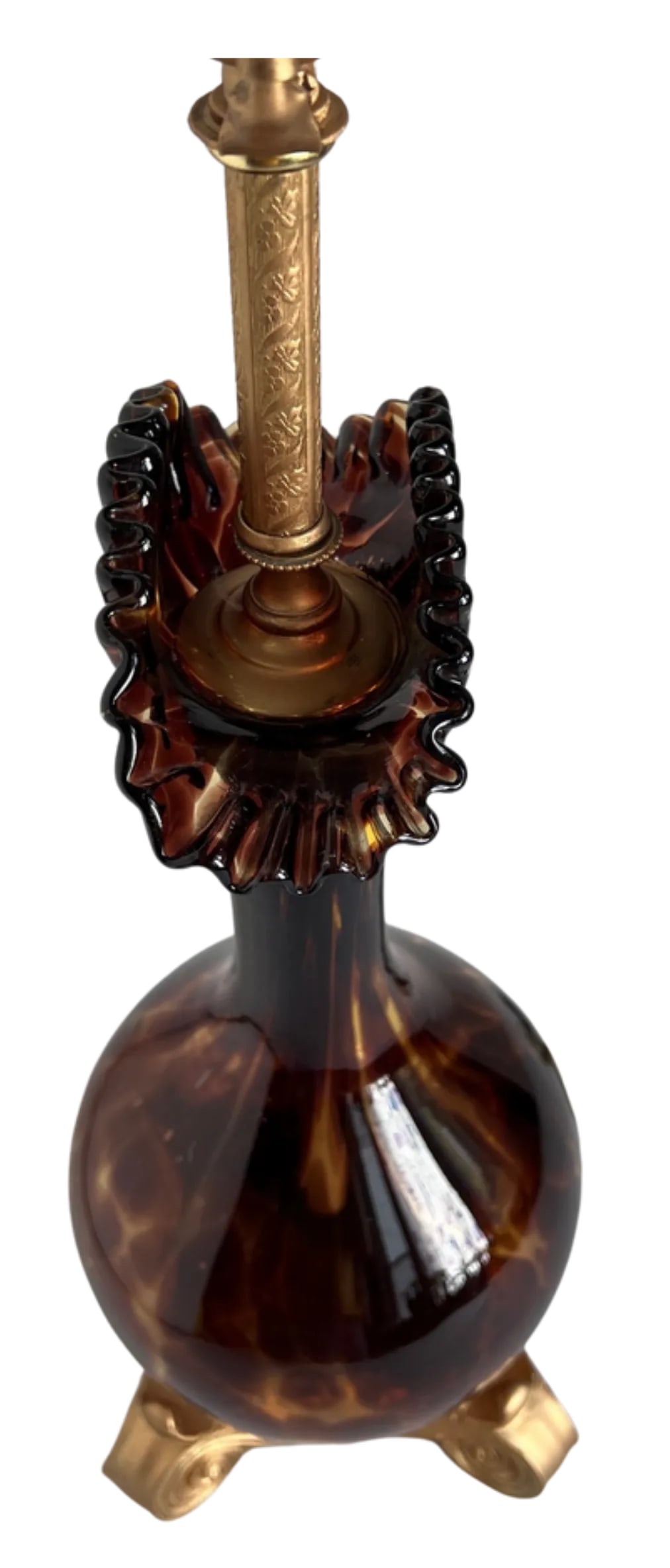 Murano Art Glass Tortoise Shell Pattern Table Lamp - 5