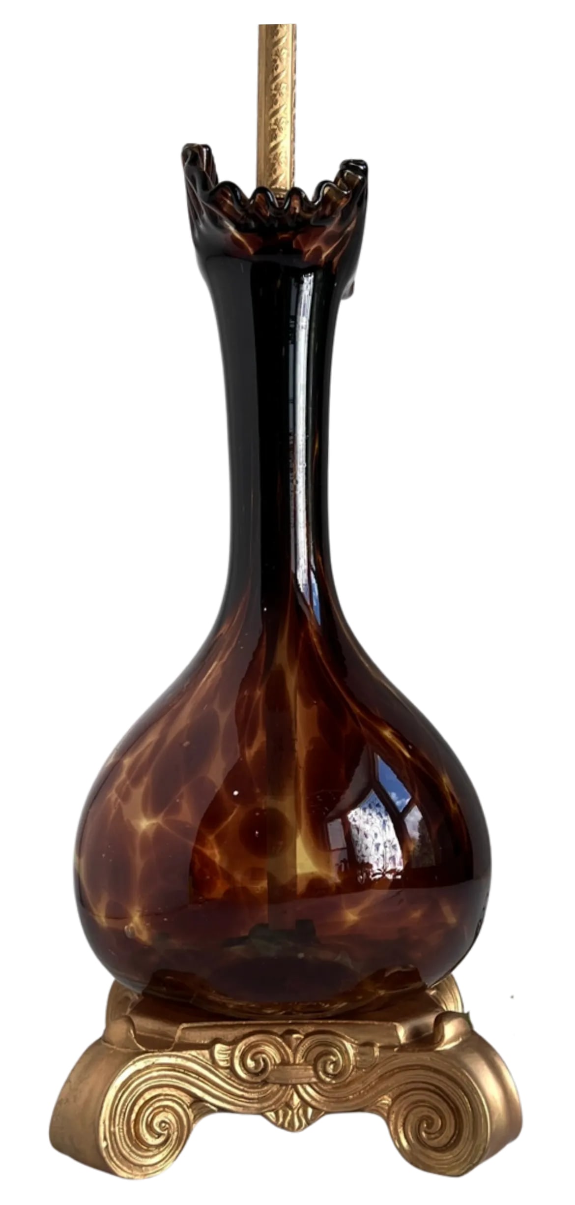 Murano Art Glass Tortoise Shell Pattern Table Lamp - 7