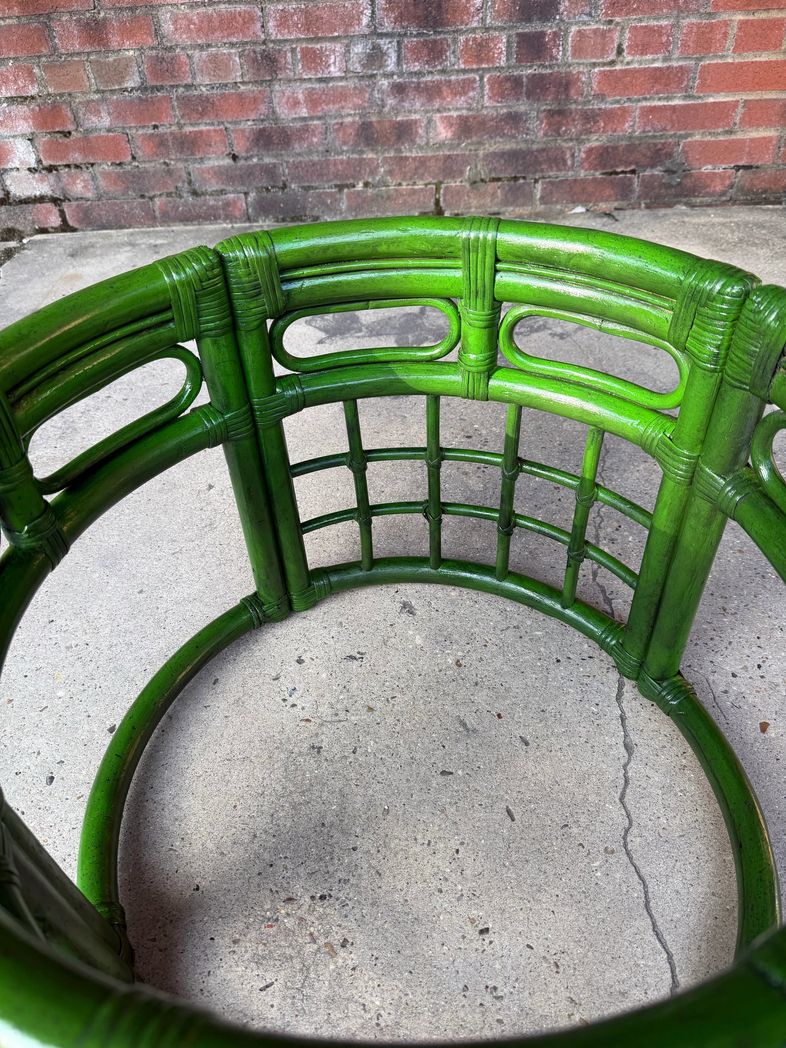 Mid-Century Bespoke Green Rattan Smoked Glass Side Table - Newly Painted - 8