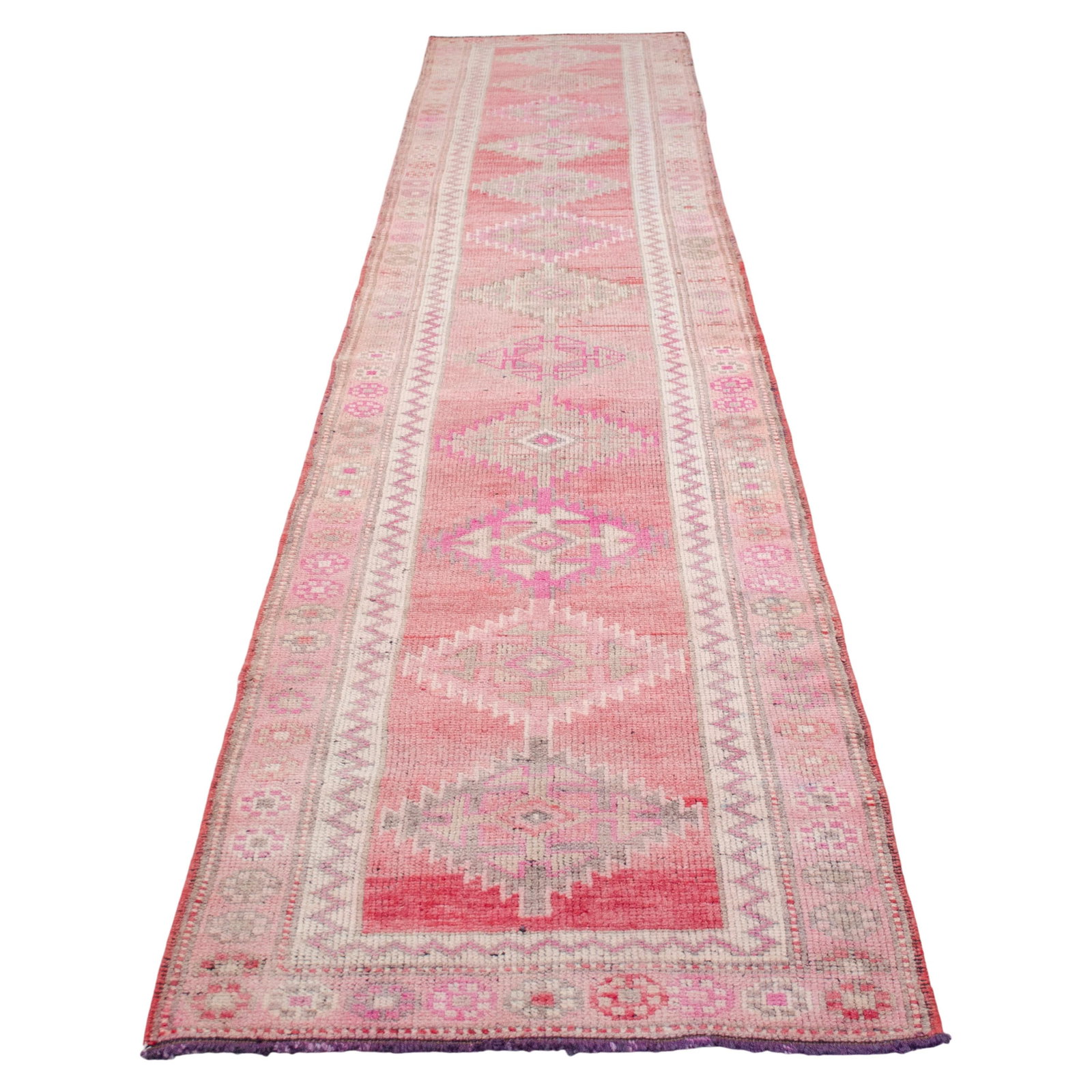 1970s Pink Kurdish Herki Hand-Knotted Distressed Runner - 5