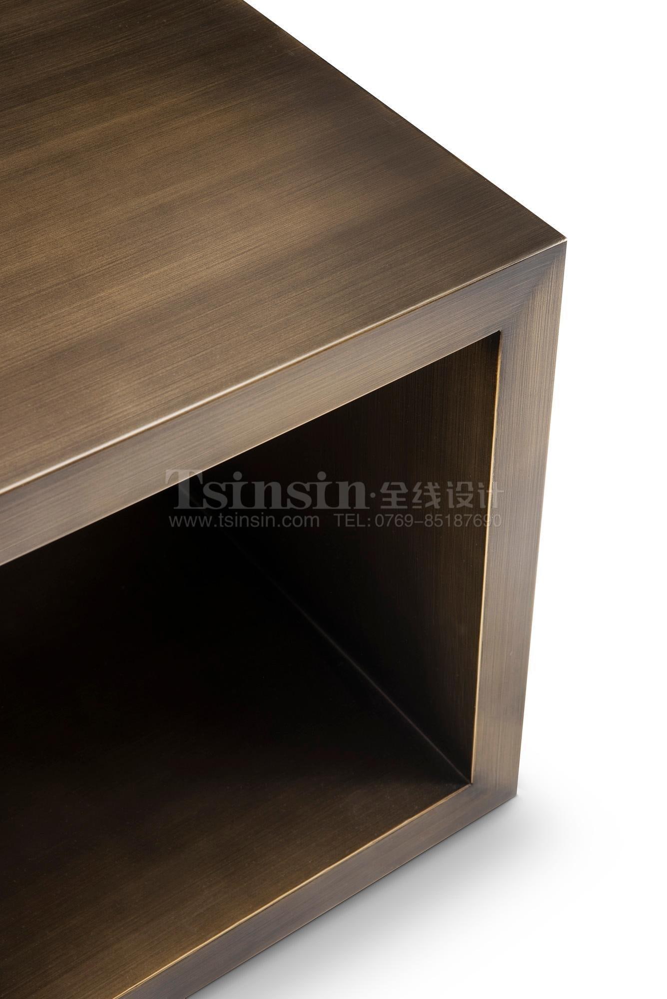 Modern Greg Sheres Style Bronze Cocktail Table with Shelf - 3