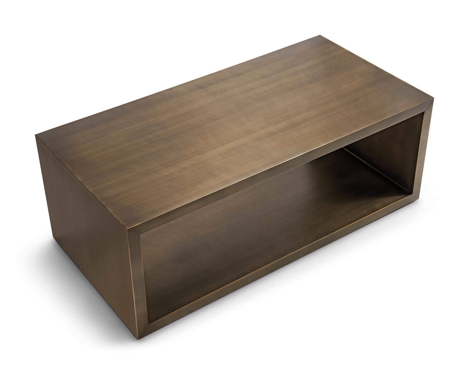 Modern Greg Sheres Style Bronze Cocktail Table with Shelf - 4