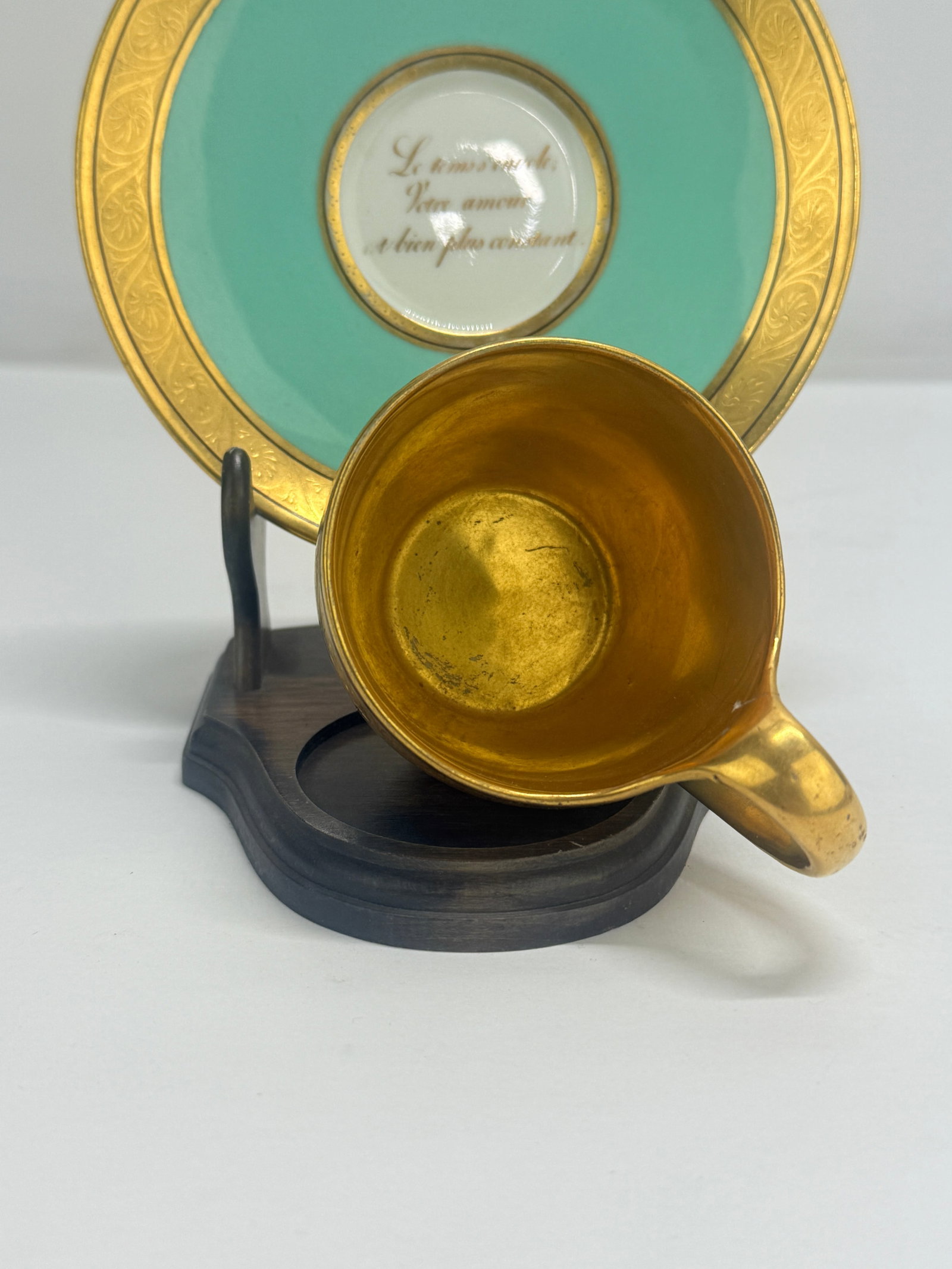 KPM Berlin Turquoise "Love Message" Cup & Saucer With Gilt, C. 1860–80 - 5