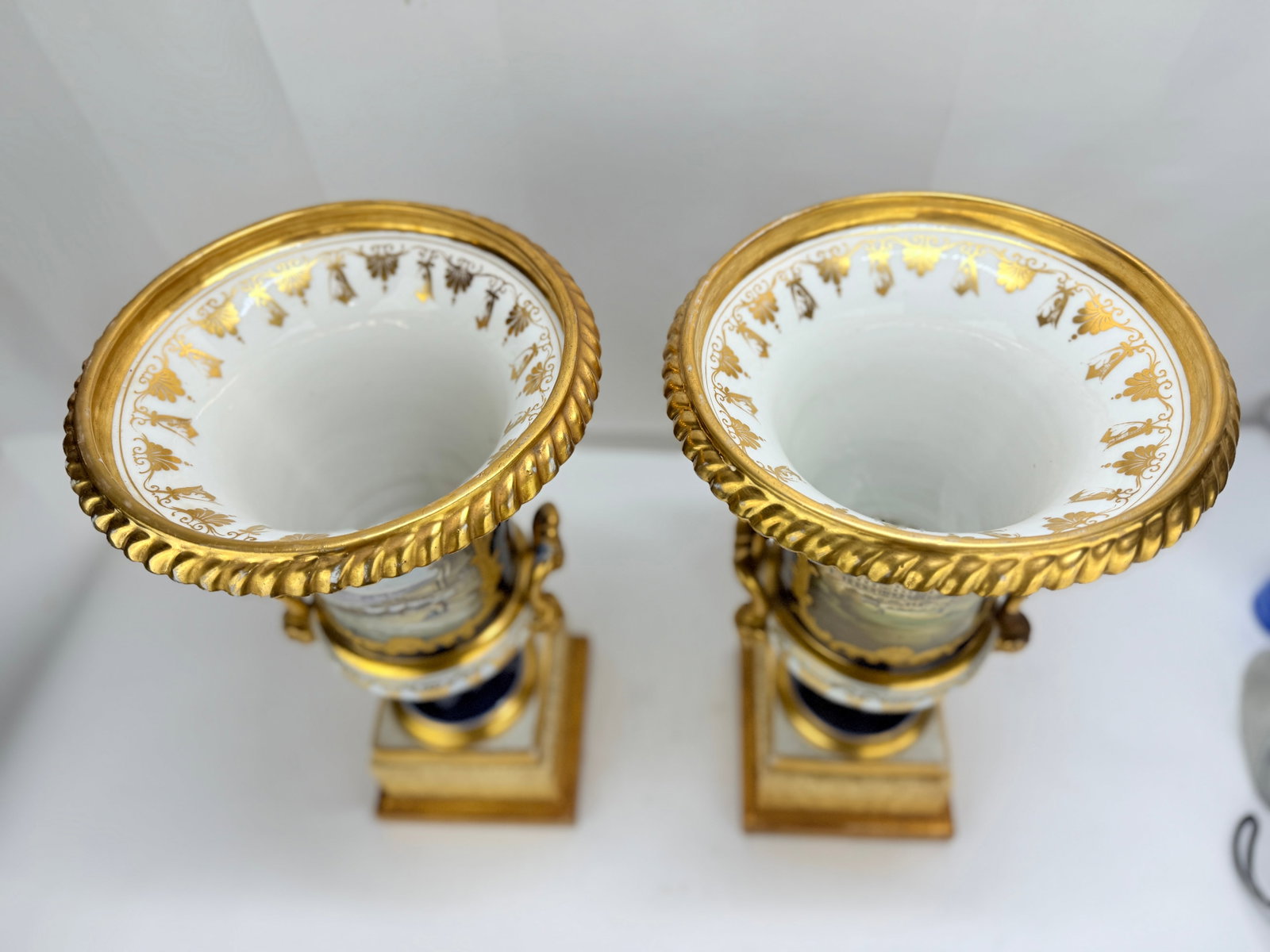 Attr. Minton Cobalt Urns With Osborne House and Mediterranean Port Views, "Ward" - 3