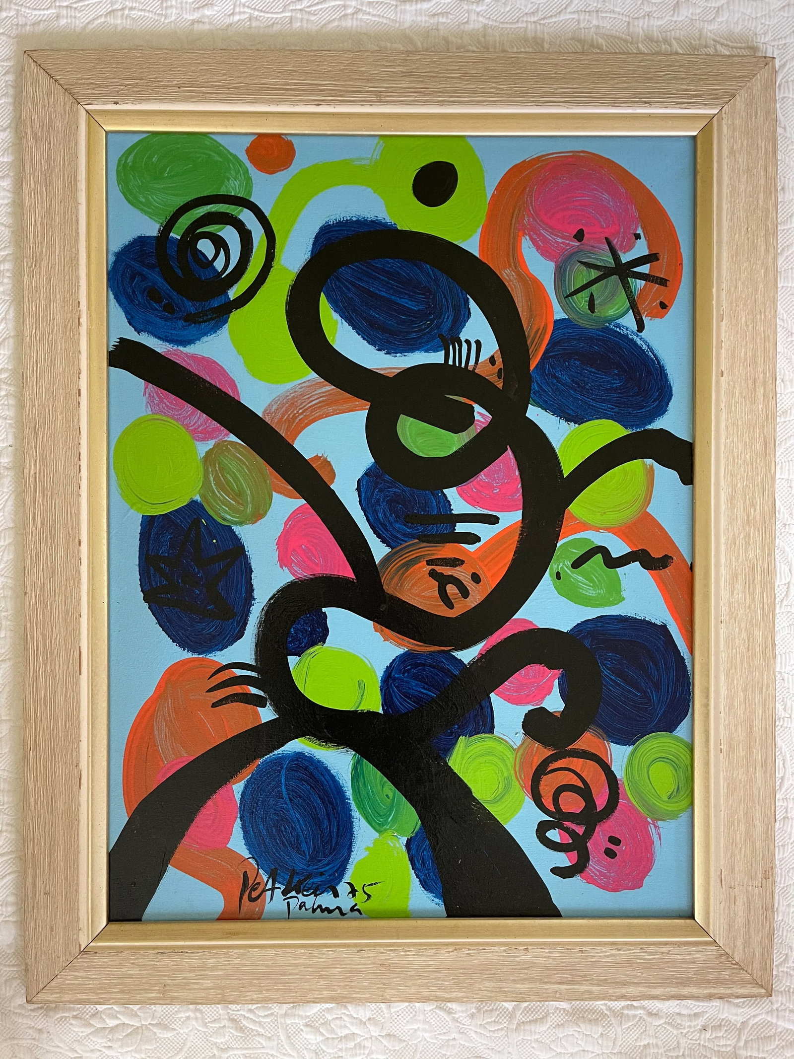 1970s "Omage to My Friend Miro" Abstract Acrylic Painting by Peter Keil, Framed - 6