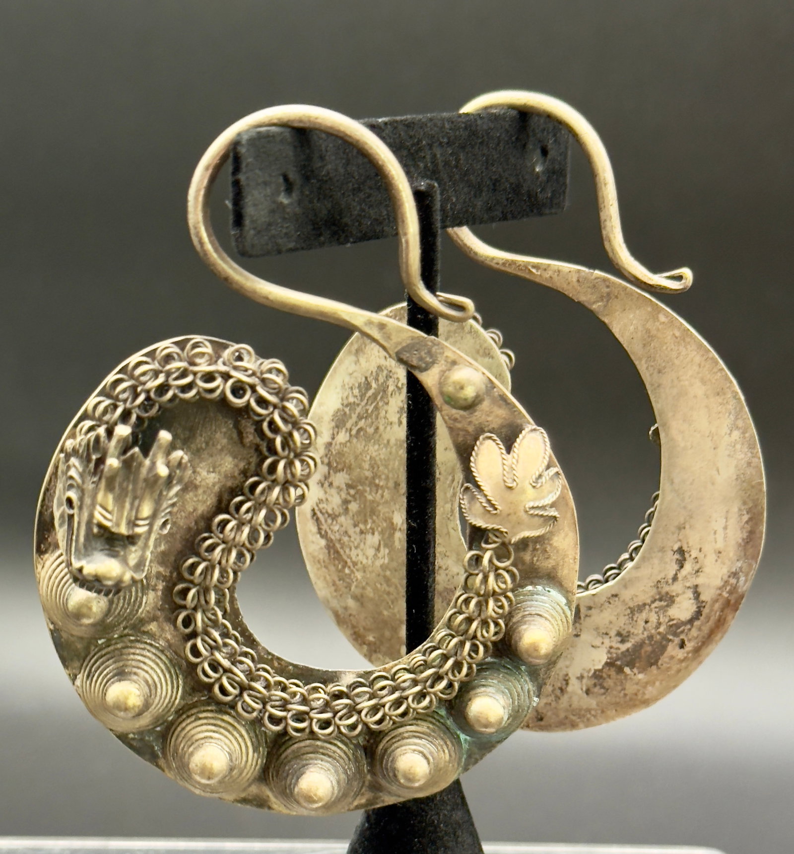 Vintage Miao Tribal Silver Dragon Earrings. Asian Tribal Jewelry, A Pair - 6