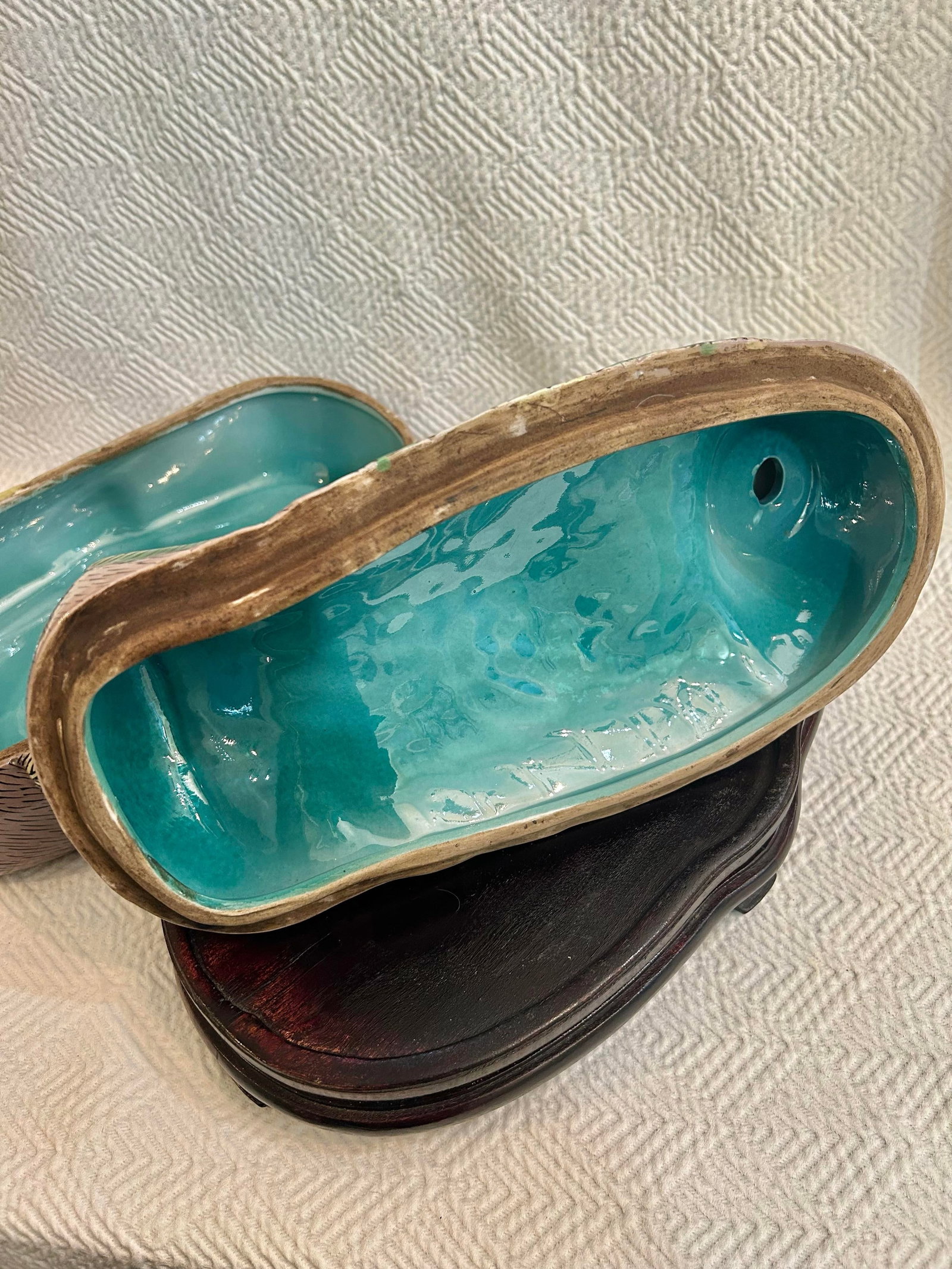 Mid 20th Century Chinoiserie Duck or Goose Tureen on Carved Wood Stand - 10