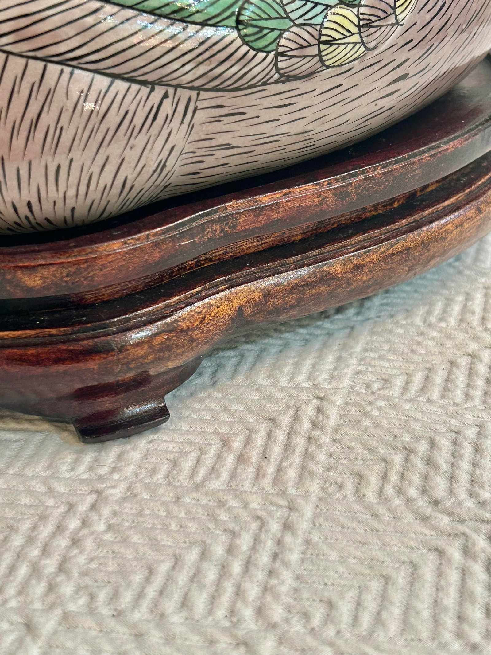 Mid 20th Century Chinoiserie Duck or Goose Tureen on Carved Wood Stand - 7