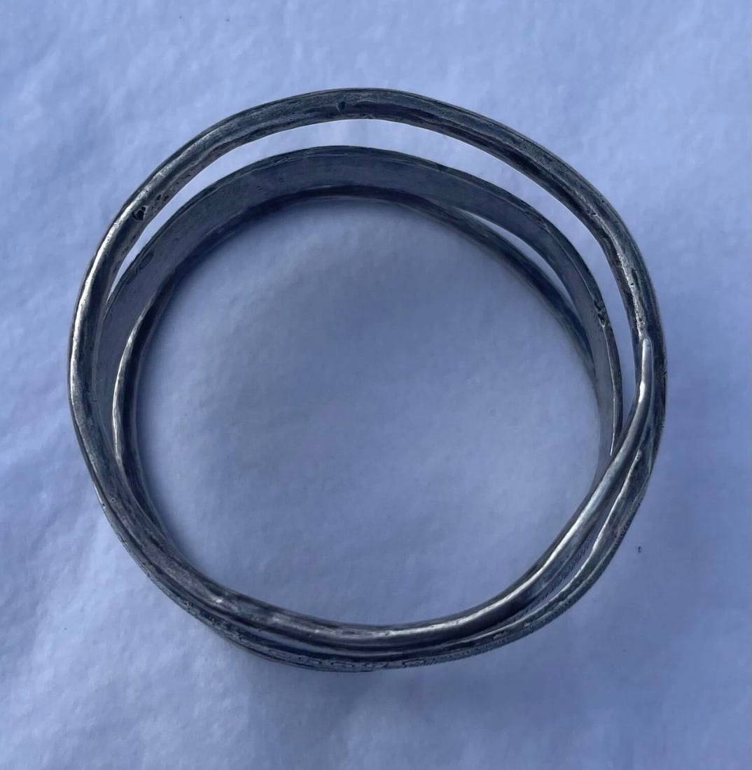 1980s Hmong Hill Tribe Sterling Silver Triple Wrap Bracelet - 6