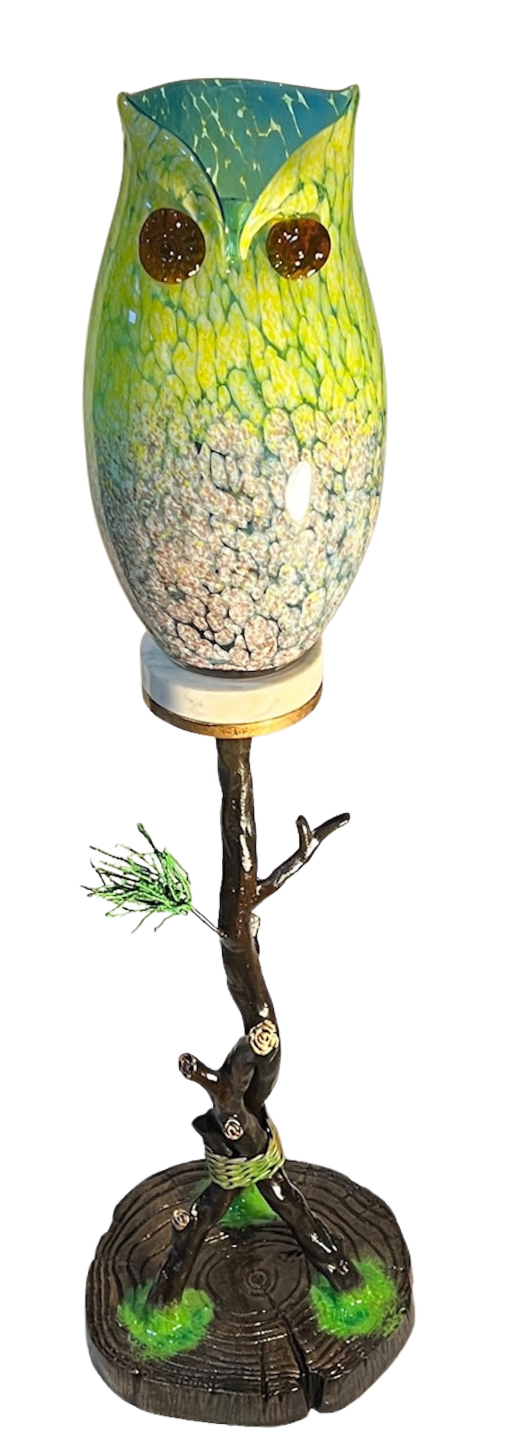 Murano Art Glass Owl Perched on a Tree Branch Torchiere Lamp - 6