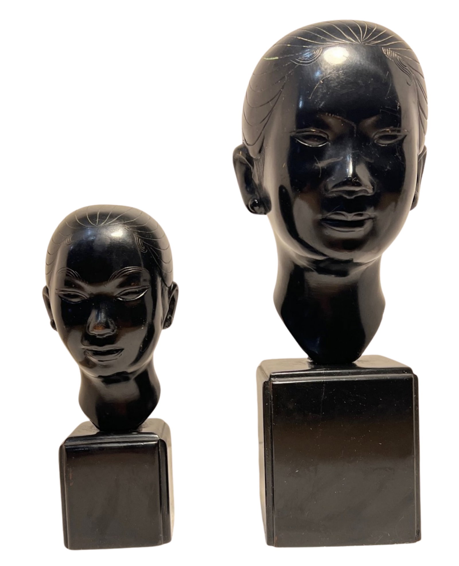 Mid-Century Nguyen Thanh Le Bronze Bust of Young Vietnamese Women- A Pair - 8