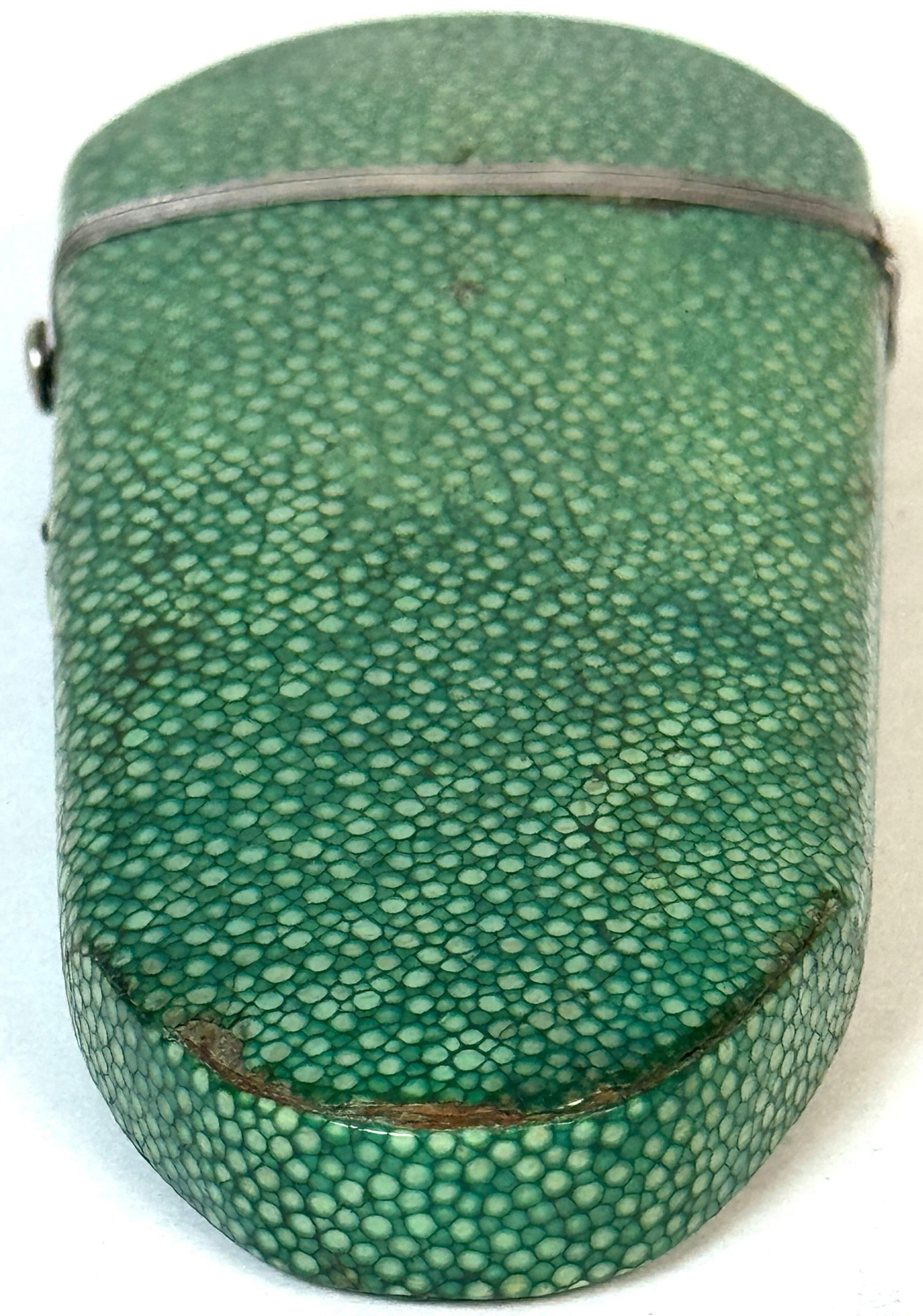 18th Century Green Shagreen and Silver Eyeglass Case with Monogram - 6