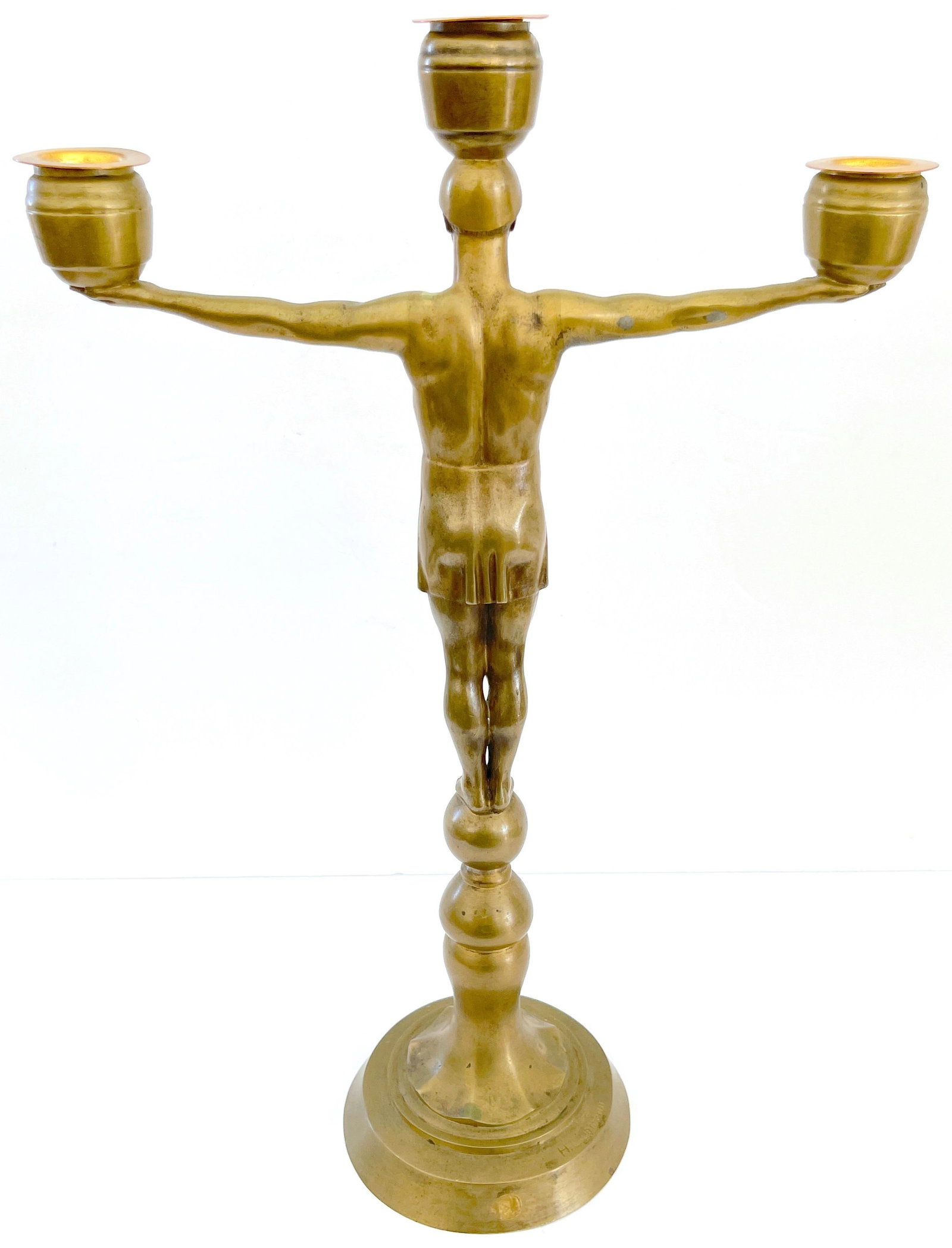 Hans Harry Liebmann, Pair Art Deco Bronze Draped Male Greco-Roman Candelabra - 18