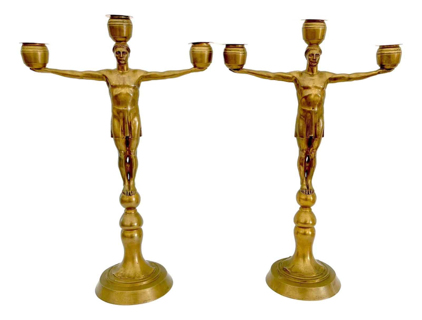 Hans Harry Liebmann, Pair Art Deco Bronze Draped Male Greco-Roman Candelabra: Hans Harry Liebmann, Pair Art Deco Bronze Draped Male Greco-Roman Candelabra Artist: Hans Harry Liebmann, Berlin, 1876-1941 Studied at the Dresden Art Academy under Julius Schilling, in 1899 he won