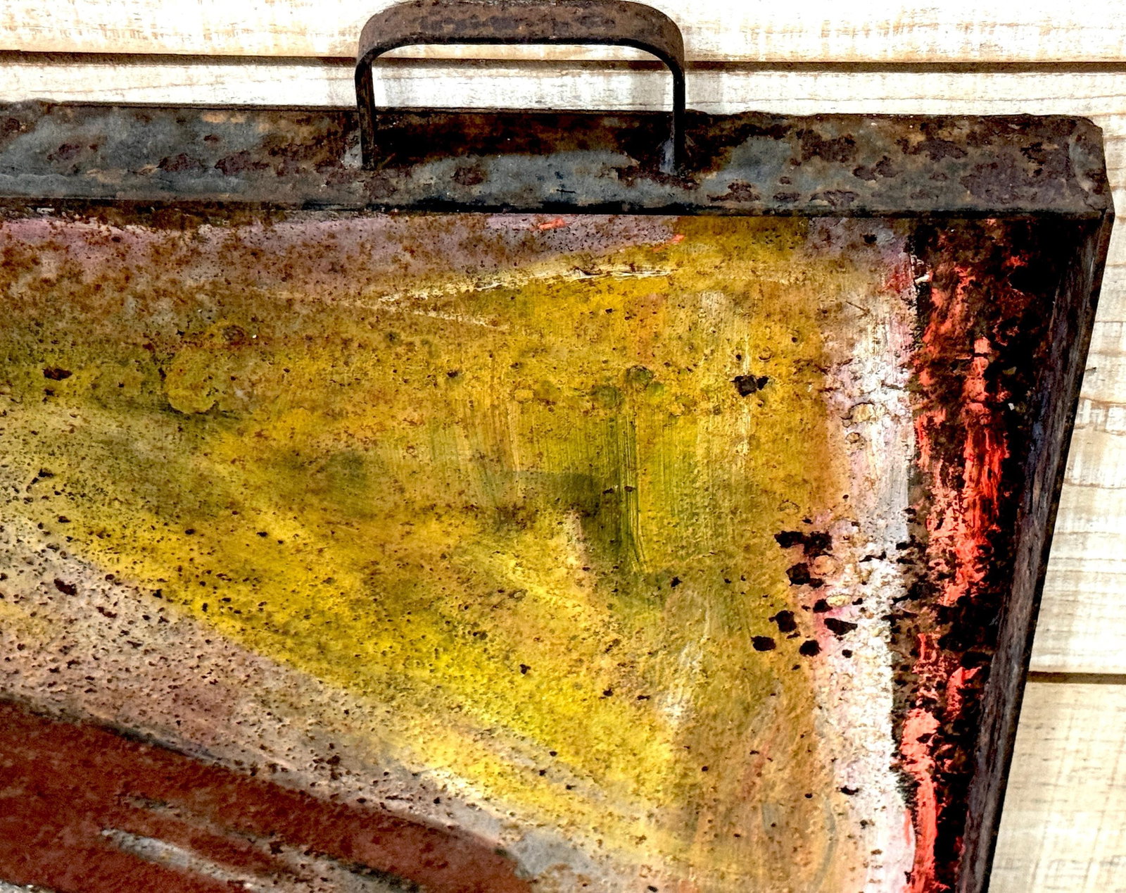 Purvis Young "Burning Man" Monumental Outsider Painting on Found Steel Tray - 16