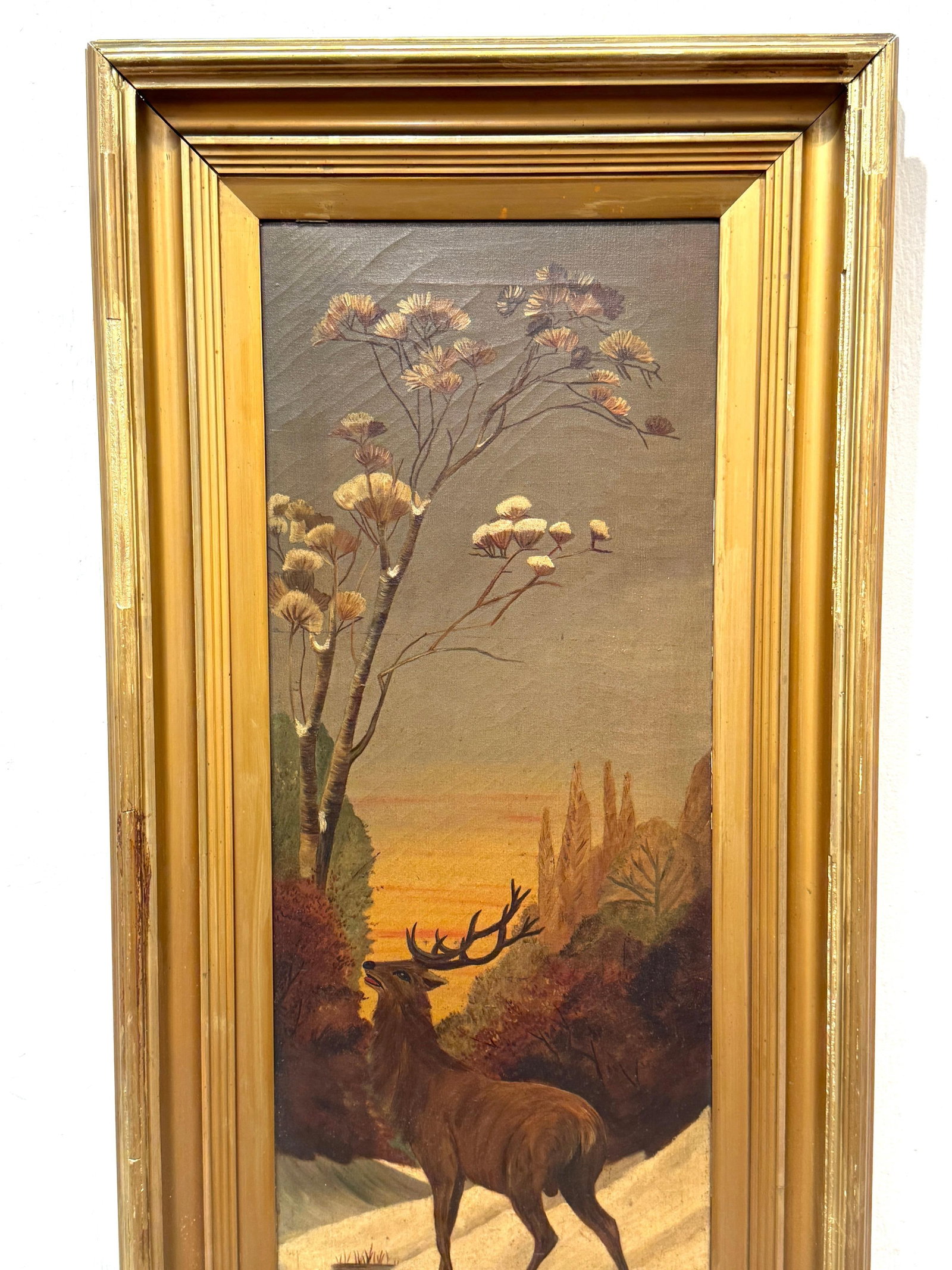 Pair American Sporting Paintings Elk & White-Tailed Deer Buck, Signed A. Crozier - 3