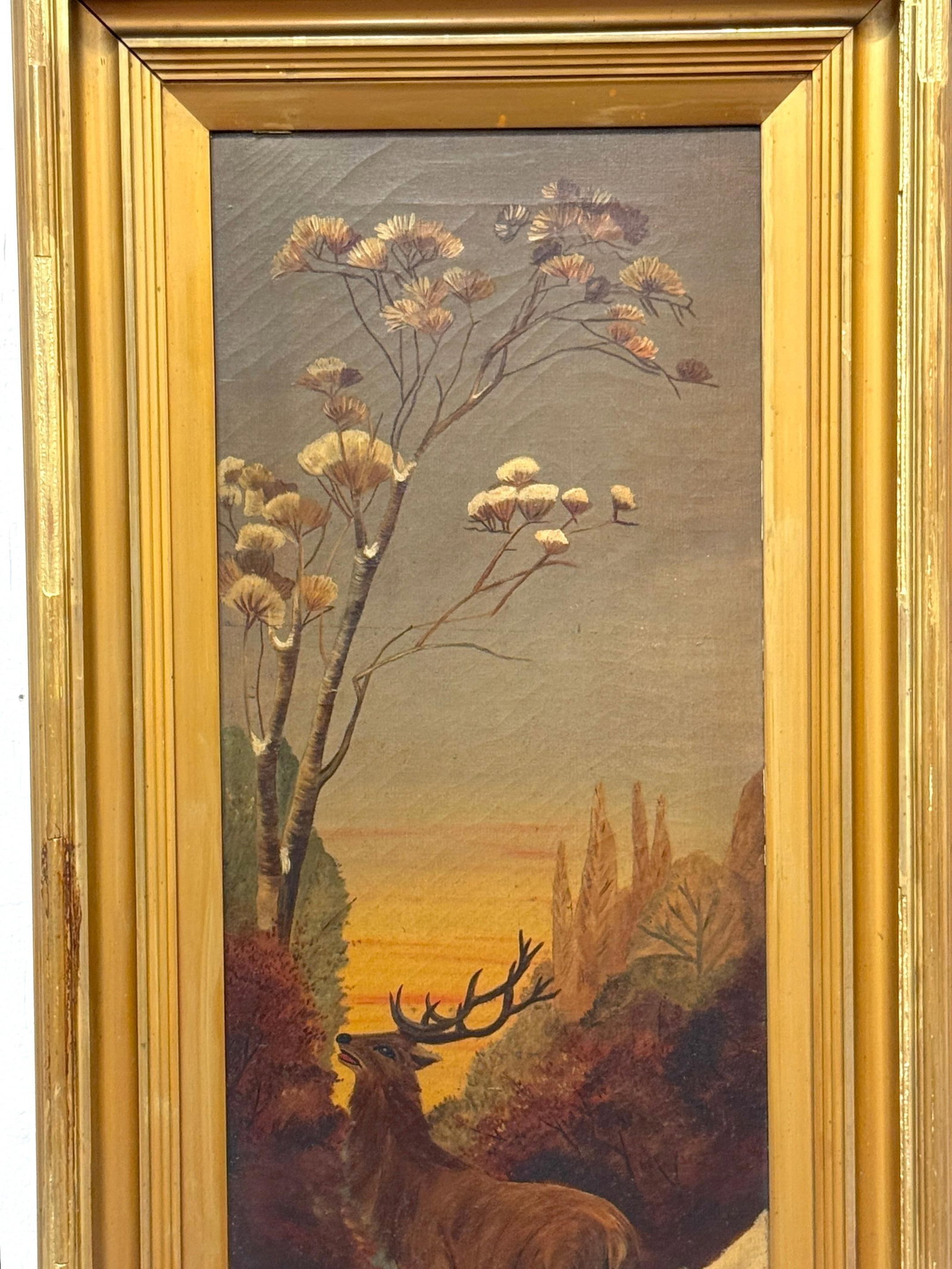 Pair American Sporting Paintings Elk & White-Tailed Deer Buck, Signed A. Crozier - 6