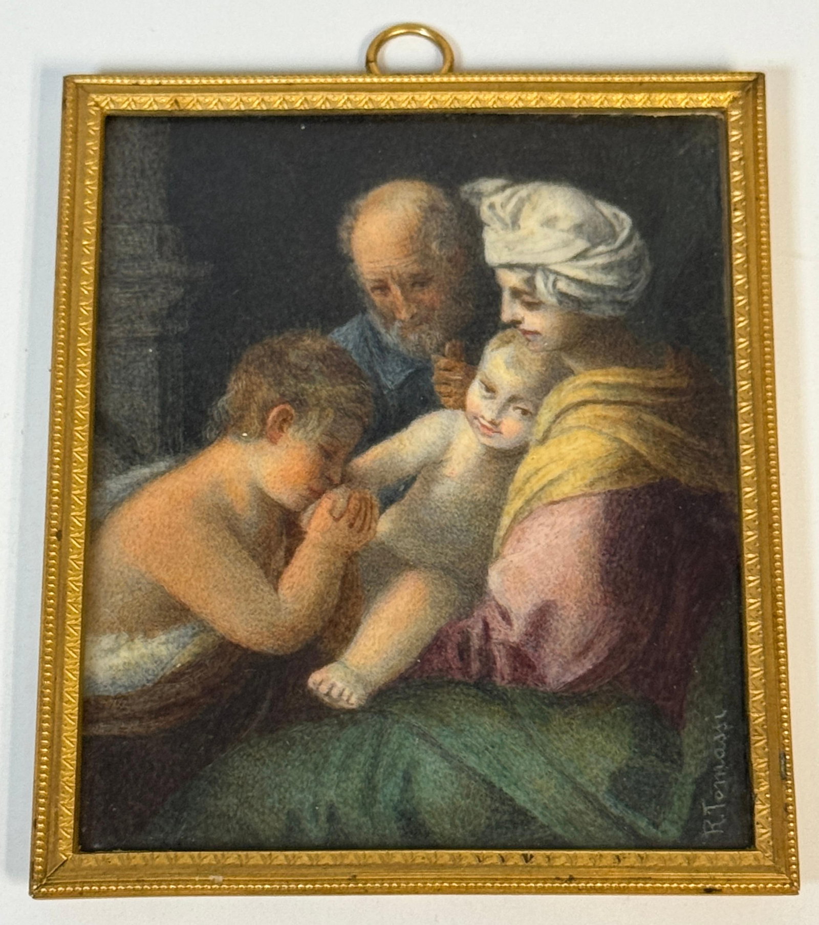 Italian Grand Tour Miniature of the Holy Family, Signed R. Tomassi, Rome, 19th C - 4