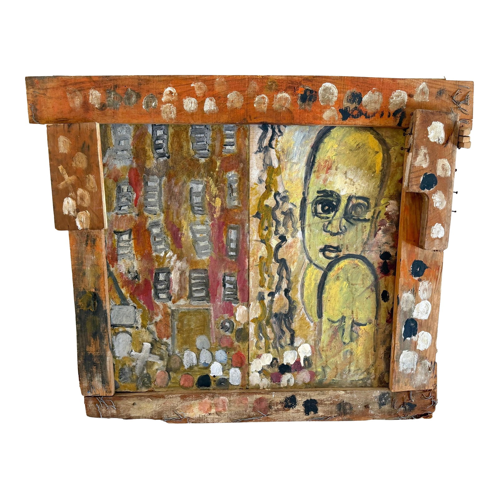 Purvis Young "” Procession and Witness (Angels and Mourning), Mixed-Media Diptych (1 of 18)