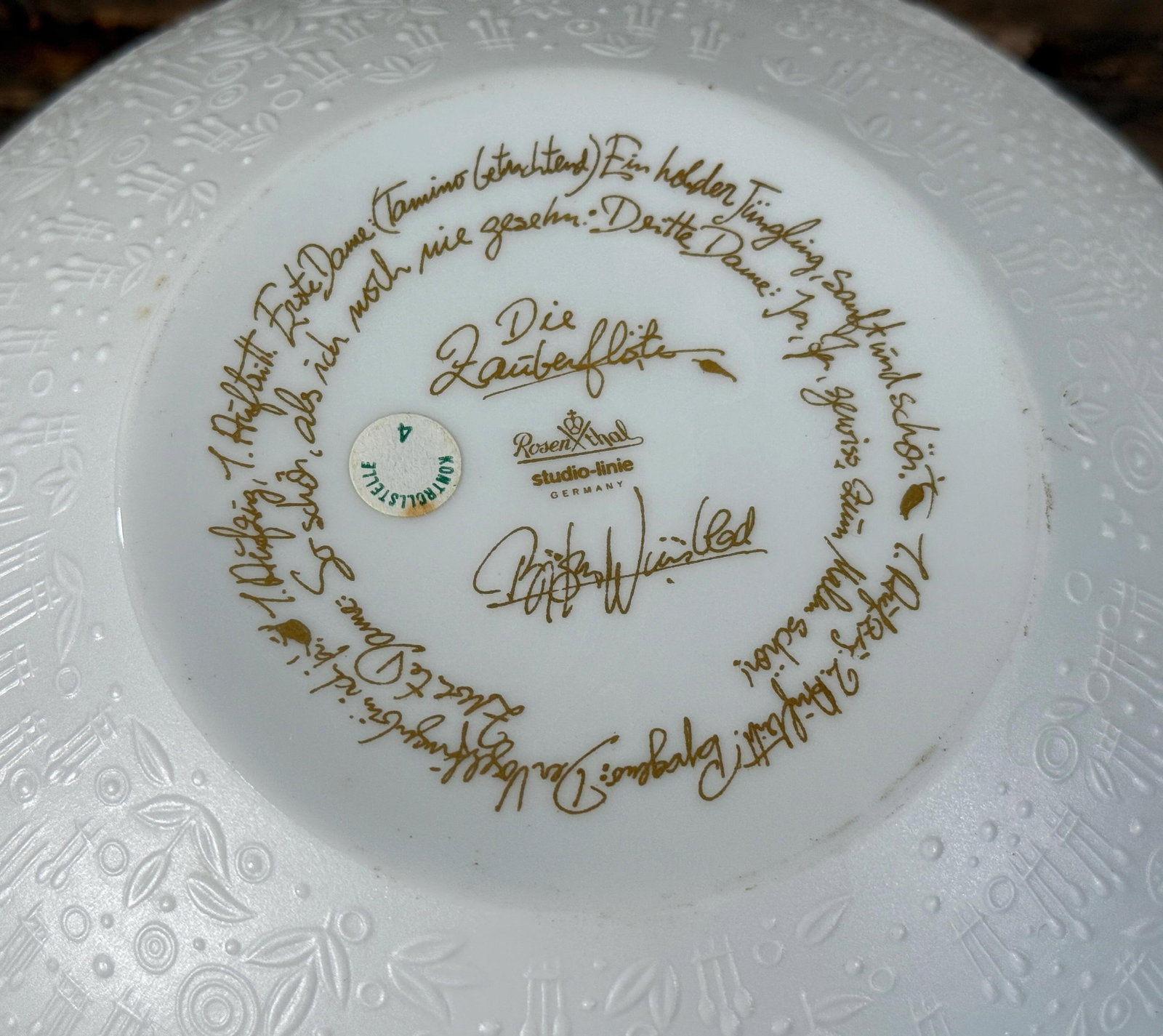 Mid Century Rosenthal Studio Line Porcelain Bowl BjÃ¸rn Wiinblad Magic Flute Relief Motif - 8