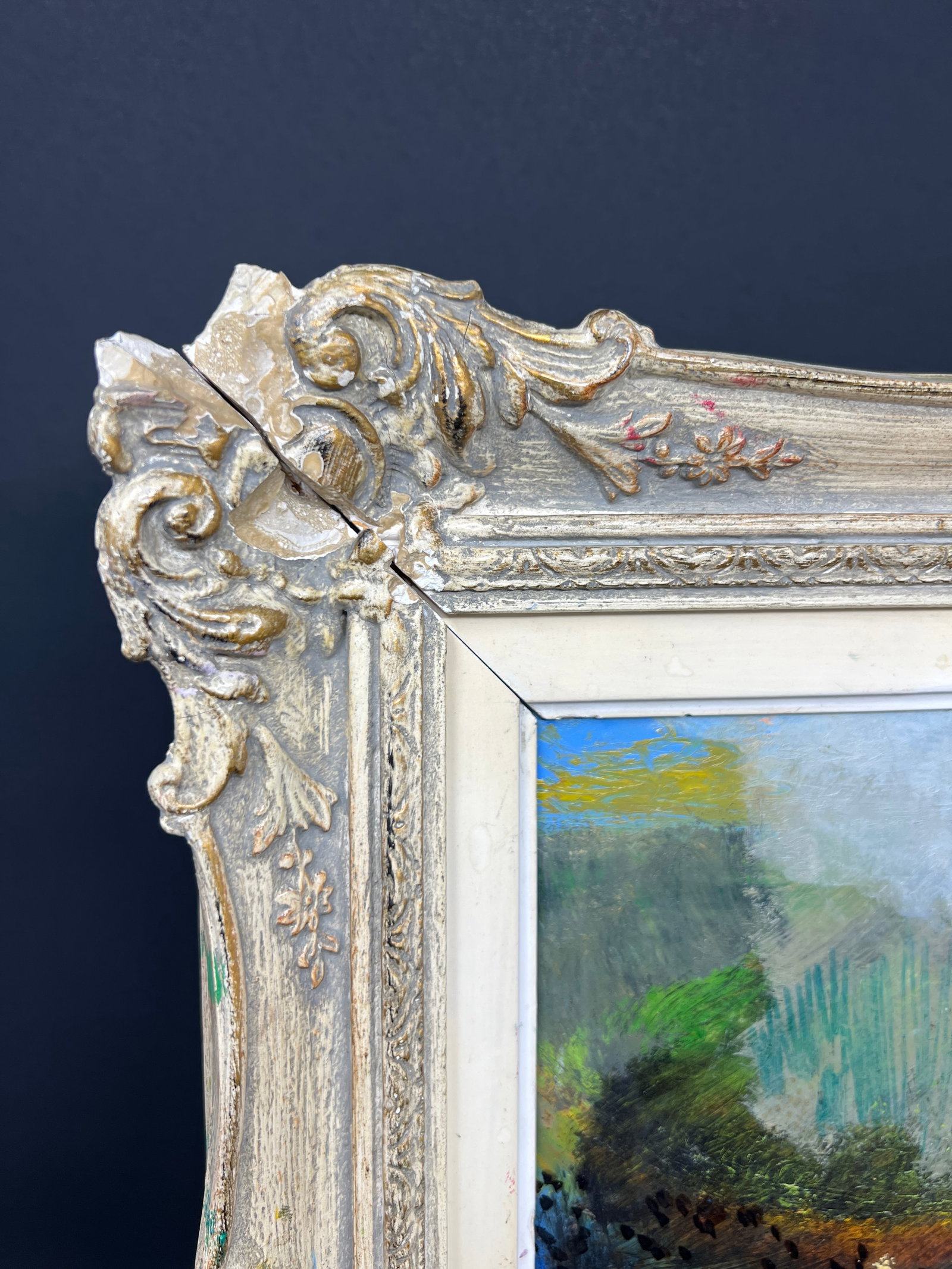 Mid-Century European Impressionist Landscape Oil Painting in Antique Dutch Frame - 5